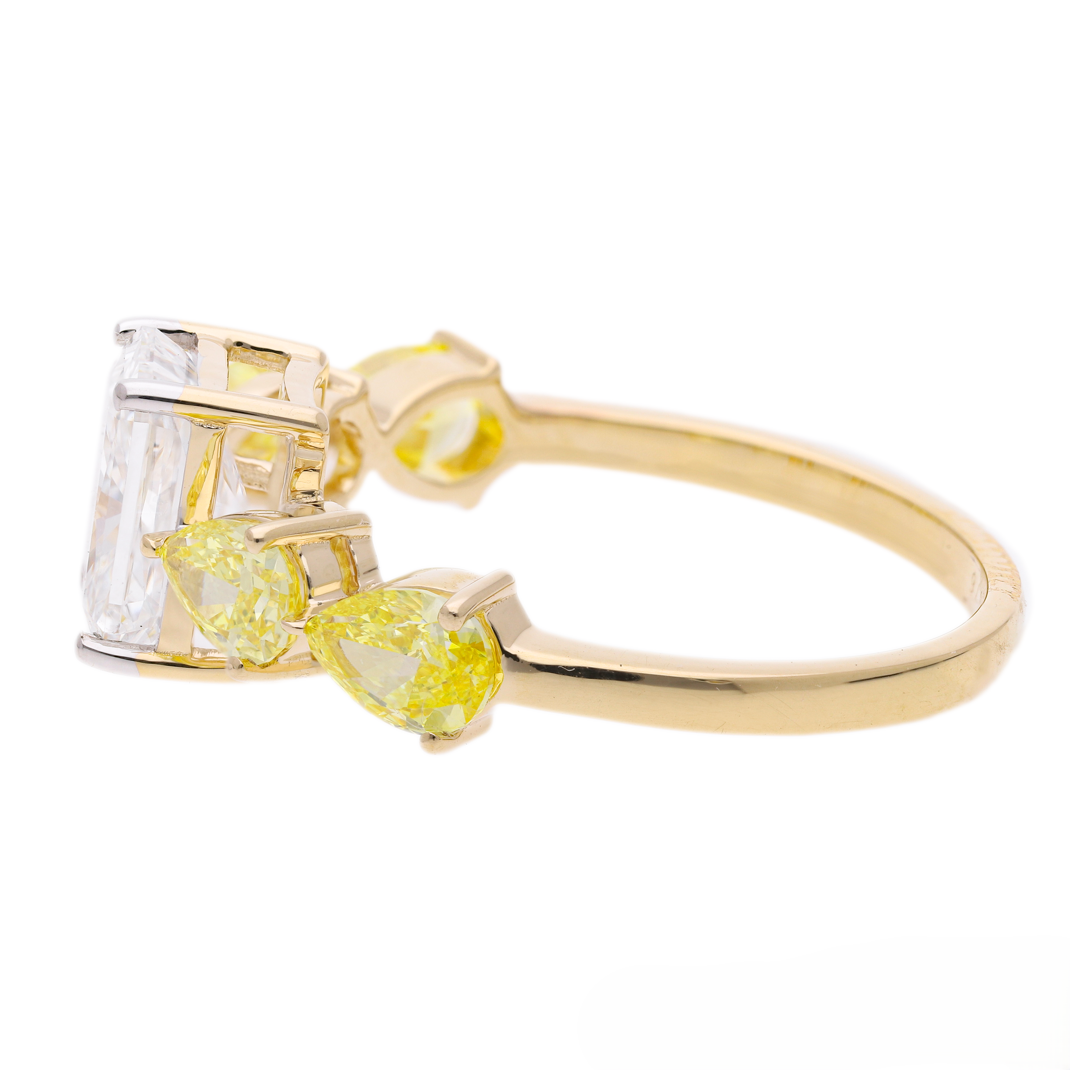 2.55 Carat Radiant Cut and Pink Pear Lab-Grown Diamond Engagement Ring