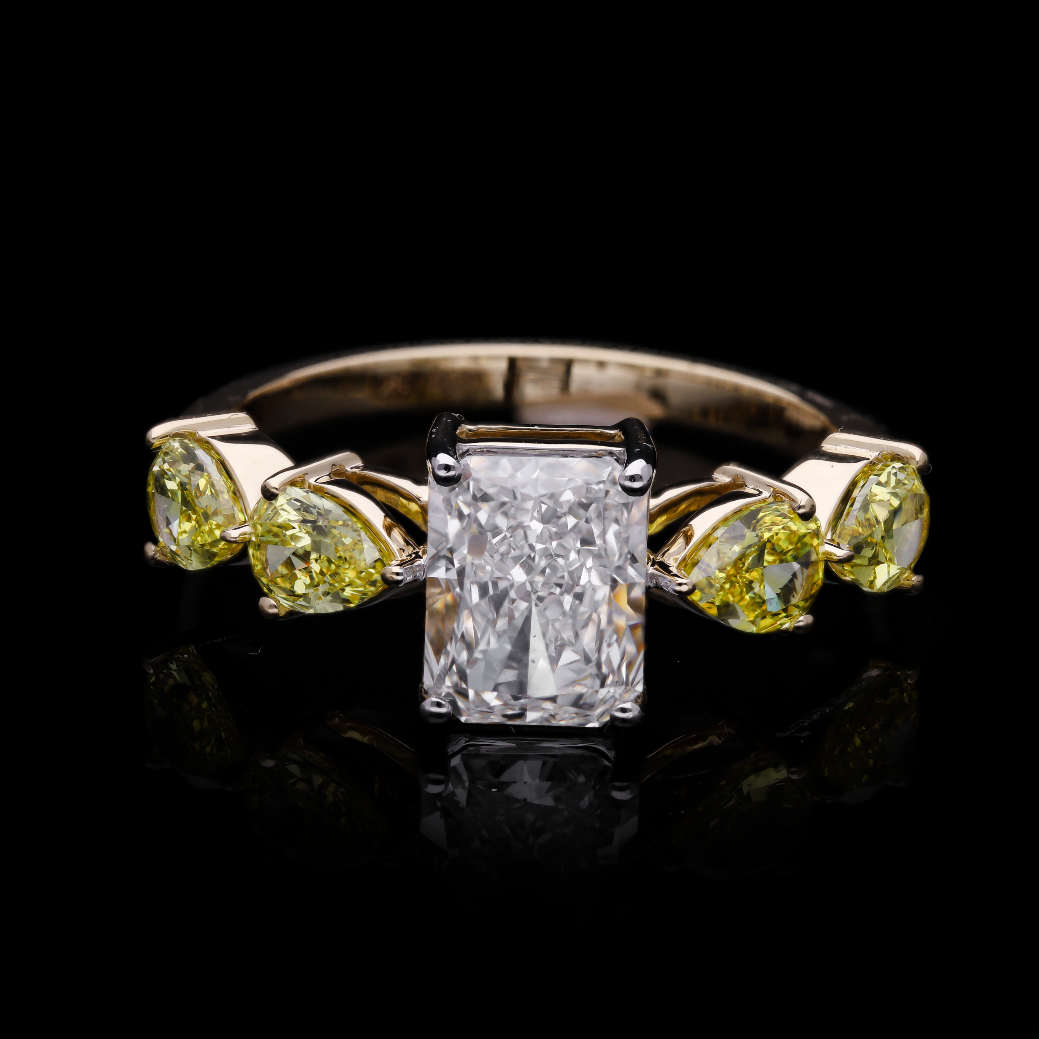 2.55 Carat Radiant Cut and Pink Pear Lab-Grown Diamond Engagement Ring