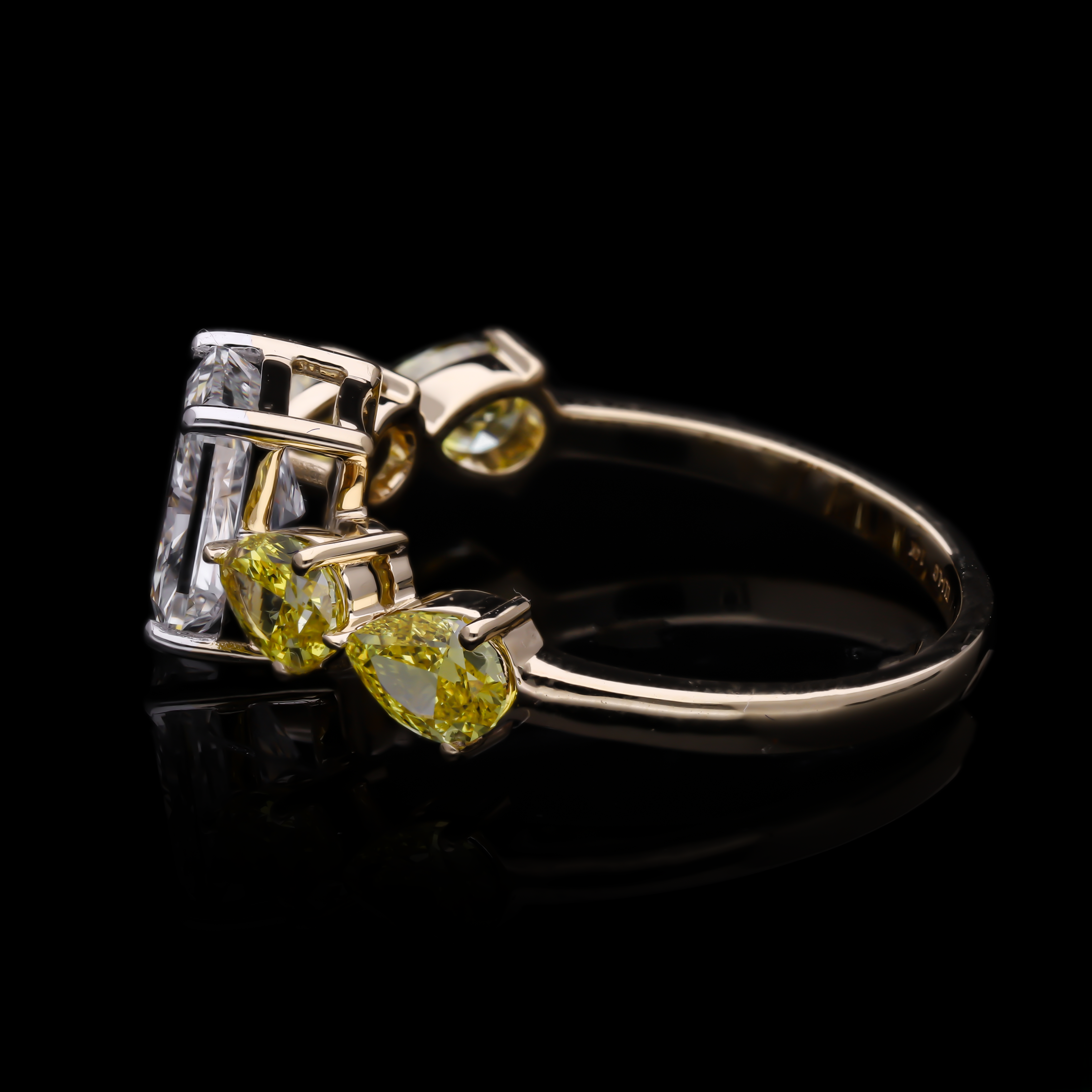 2.55 Carat Radiant Cut and Pink Pear Lab-Grown Diamond Engagement Ring