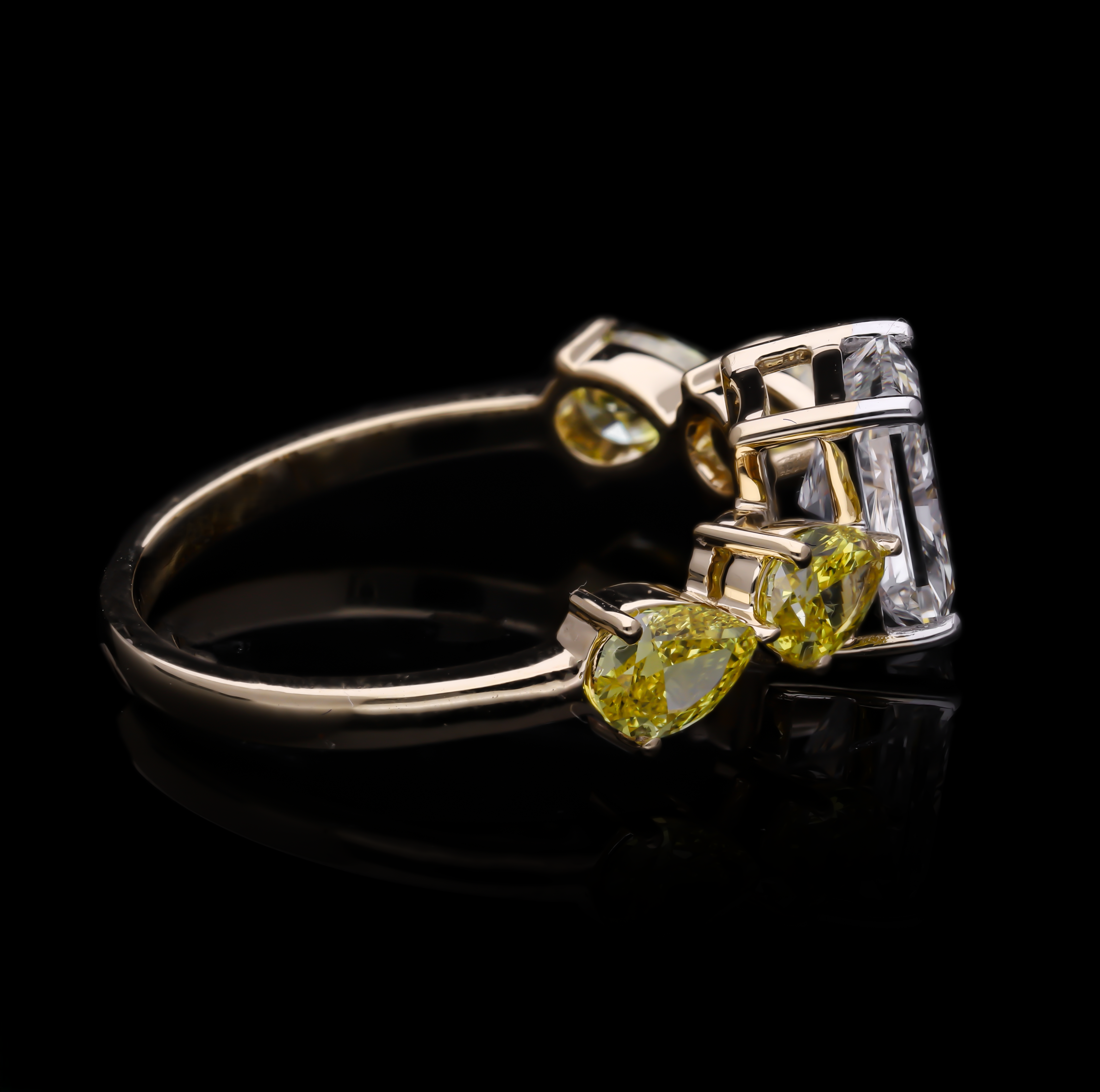 2.55 Carat Radiant Cut and Pink Pear Lab-Grown Diamond Engagement Ring