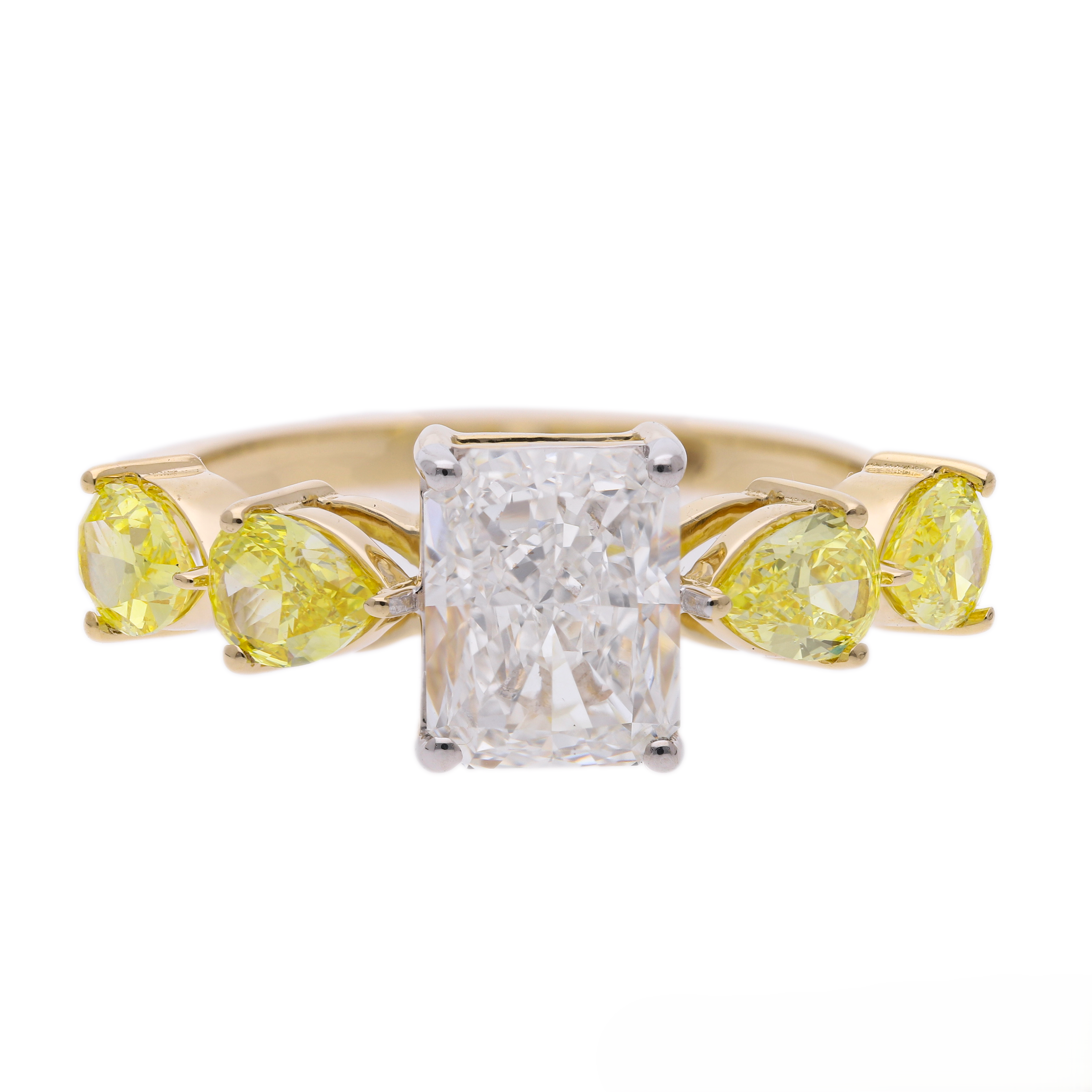 2.55 Carat Radiant Cut and Pink Pear Lab-Grown Diamond Engagement Ring