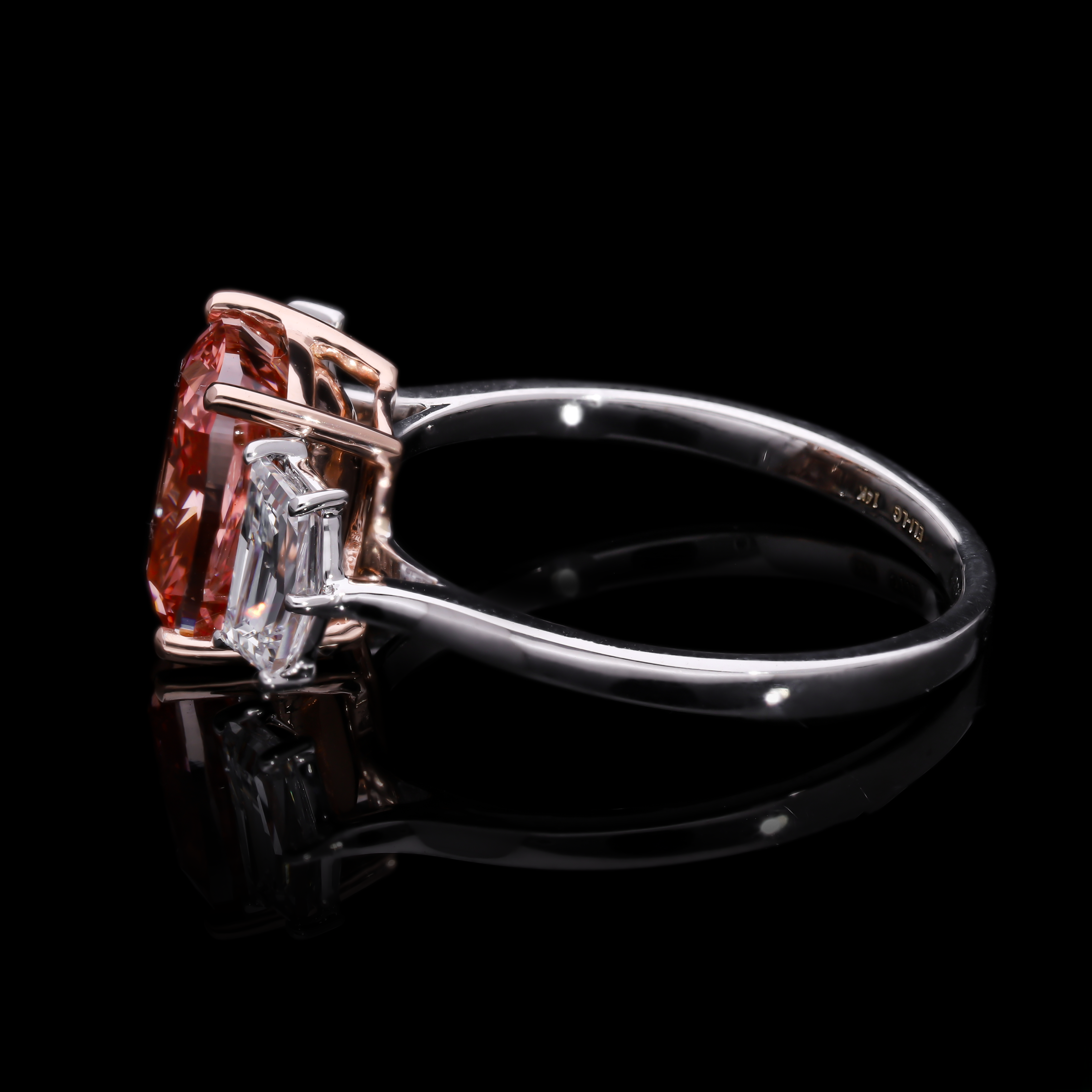 Pink Cushion and Cadillac Cut Lab-Grown Diamond Three-Stone Engagement Ring