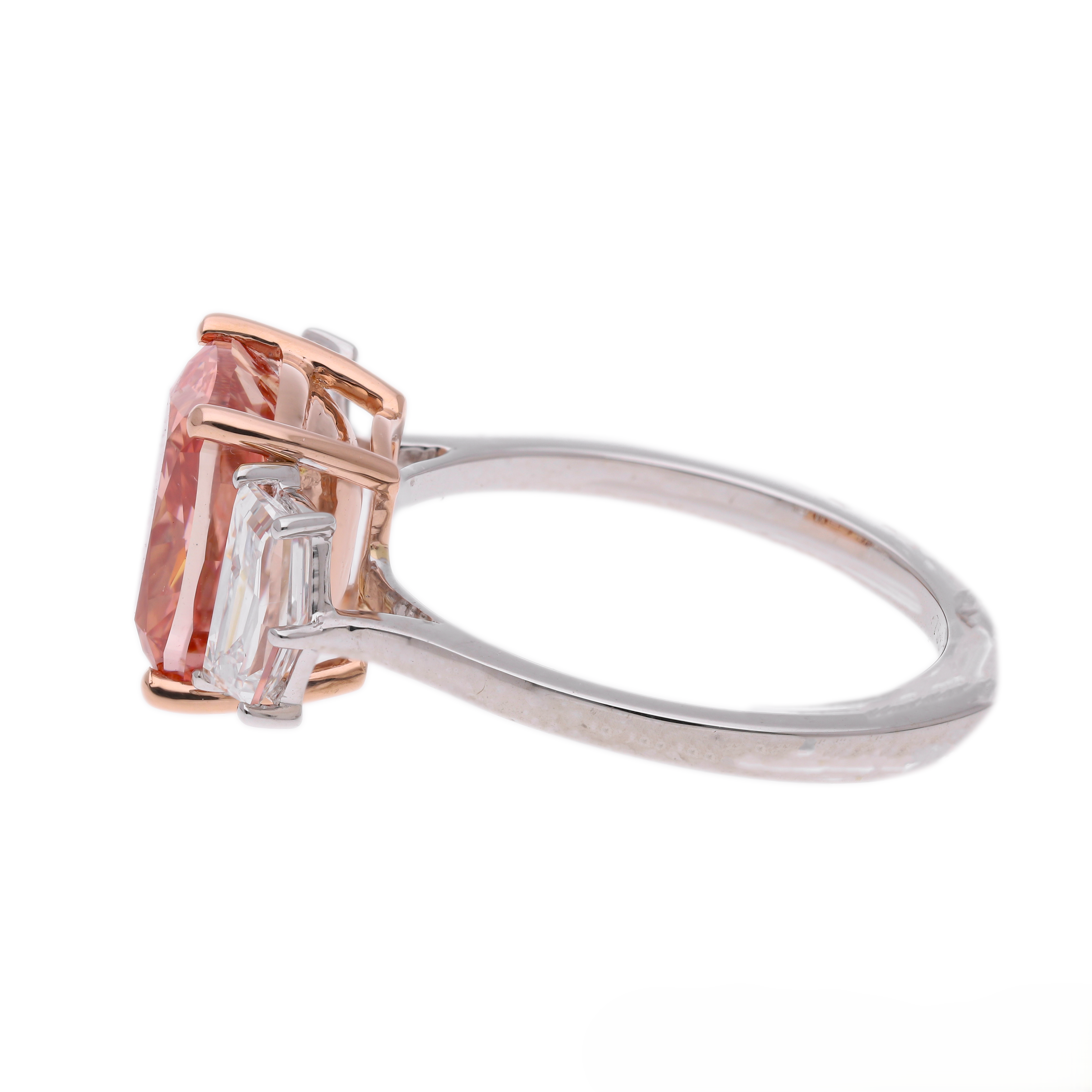 Pink Cushion and Cadillac Cut Lab-Grown Diamond Three-Stone Engagement Ring