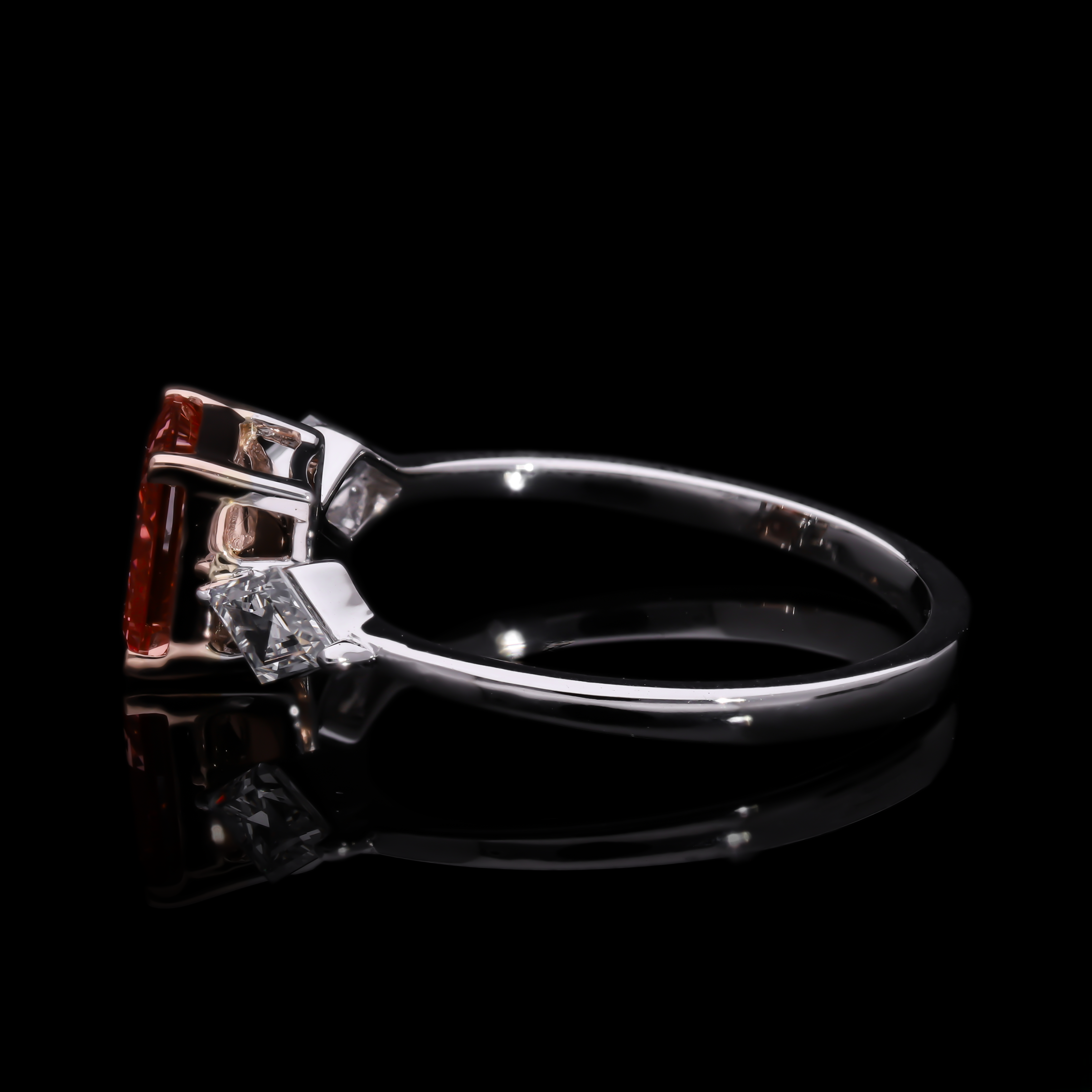 Pink Princess and Kite Shaped Lab-Grown Diamond Three-Stone Engagement Ring