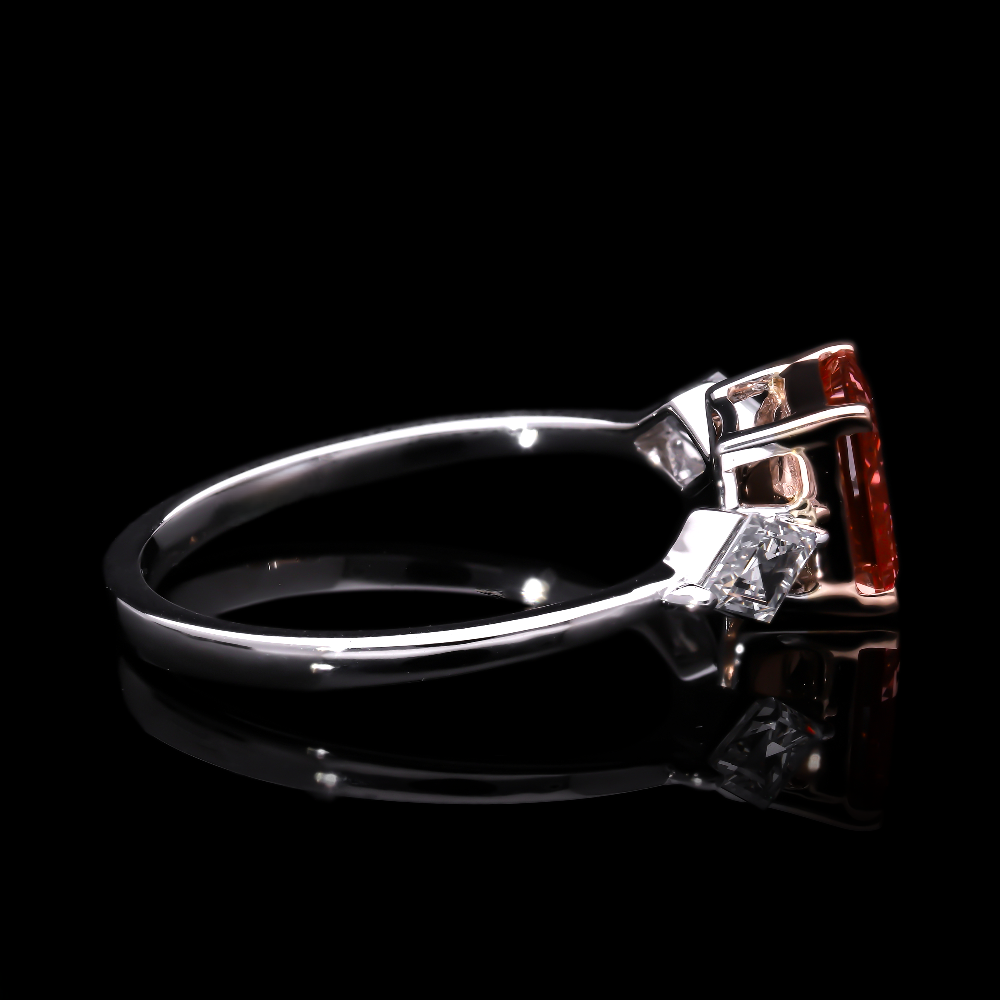 Pink Princess and Kite Shaped Lab-Grown Diamond Three-Stone Engagement Ring