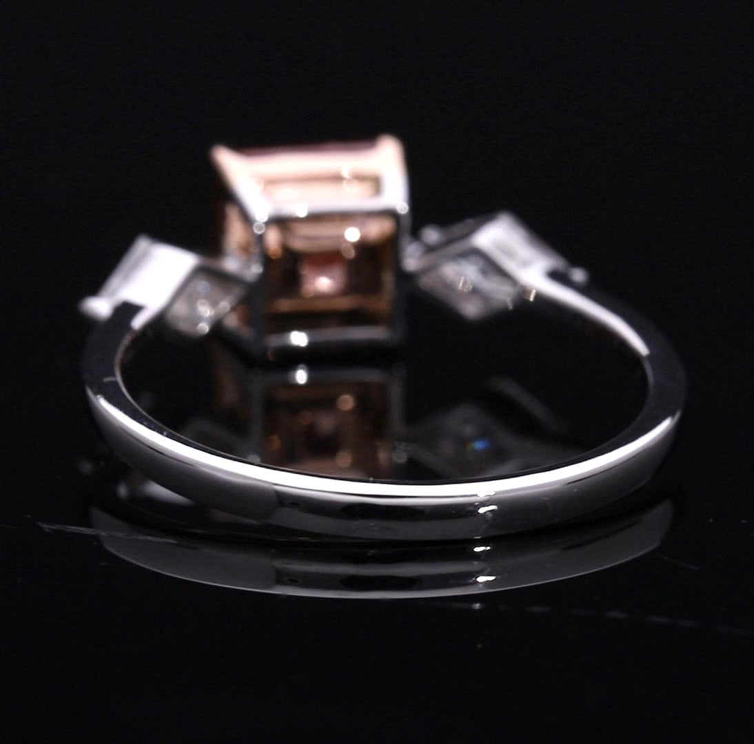 Pink Princess and Kite Shaped Lab-Grown Diamond Three-Stone Engagement Ring