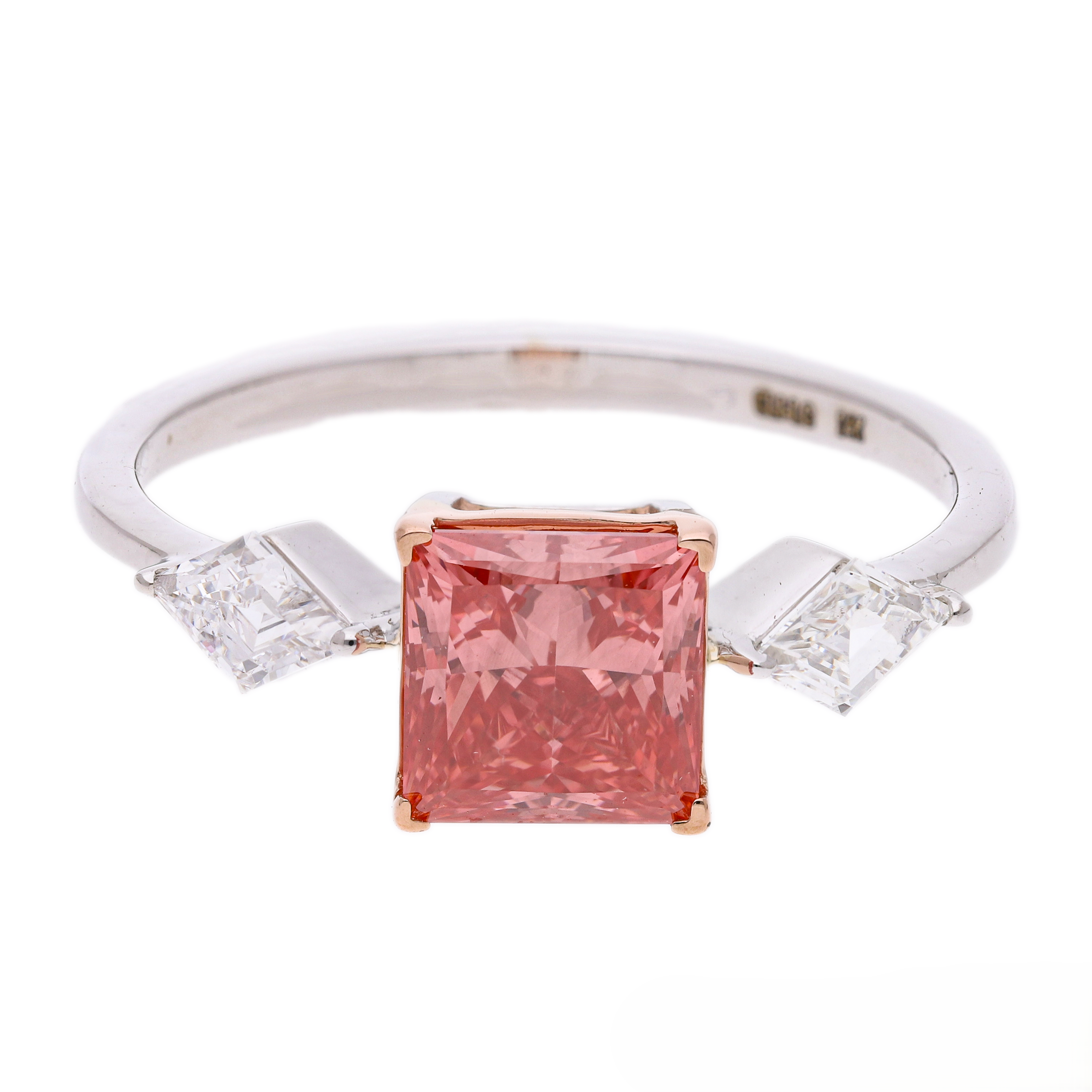 Pink Princess and Kite Shaped Lab-Grown Diamond Three-Stone Engagement Ring