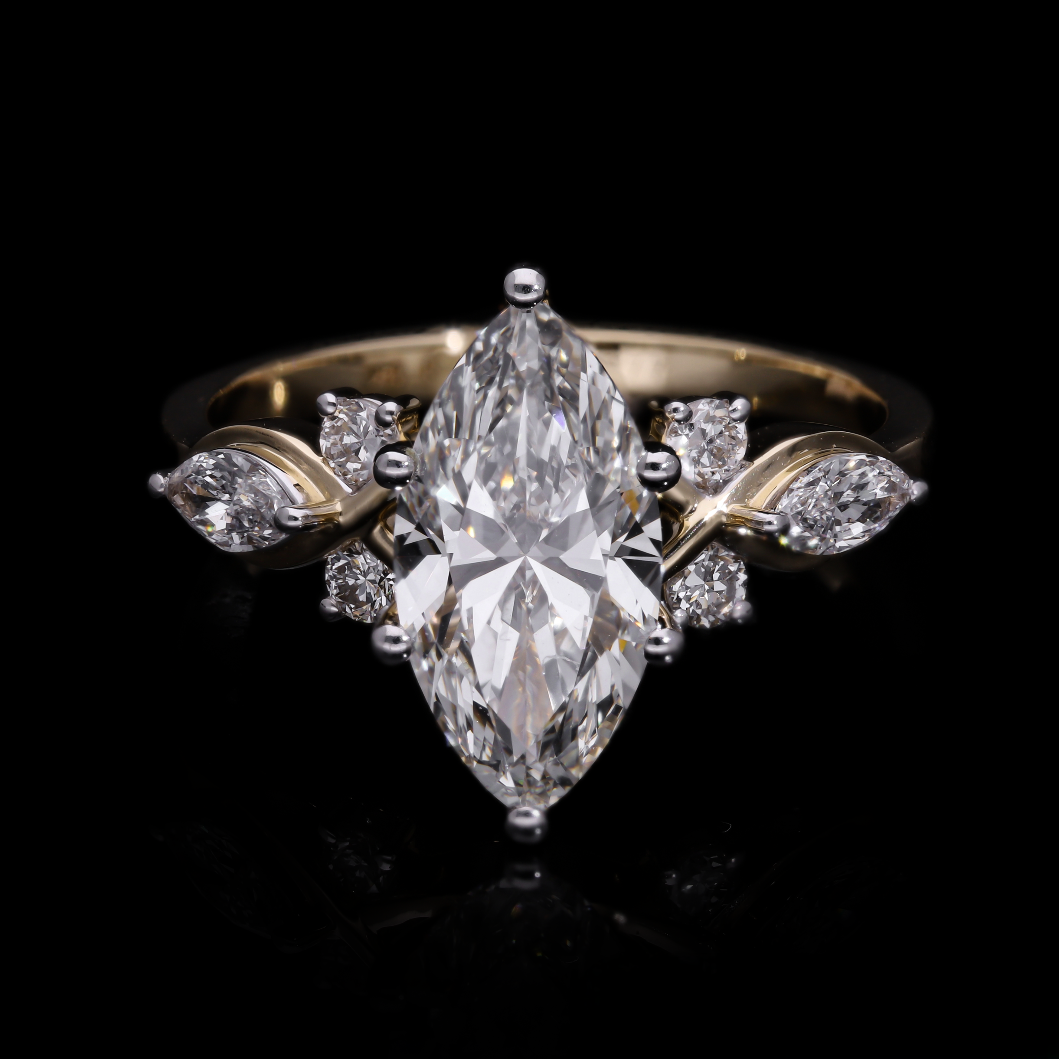 Marquise Cut Lab-Grown Diamond "Botanical Vine" Engagement Ring