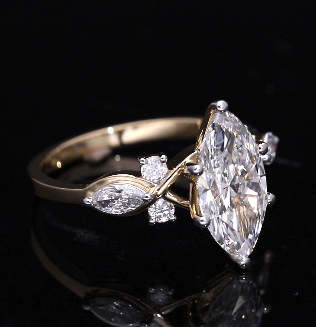 Marquise Cut Lab-Grown Diamond "Botanical Vine" Engagement Ring