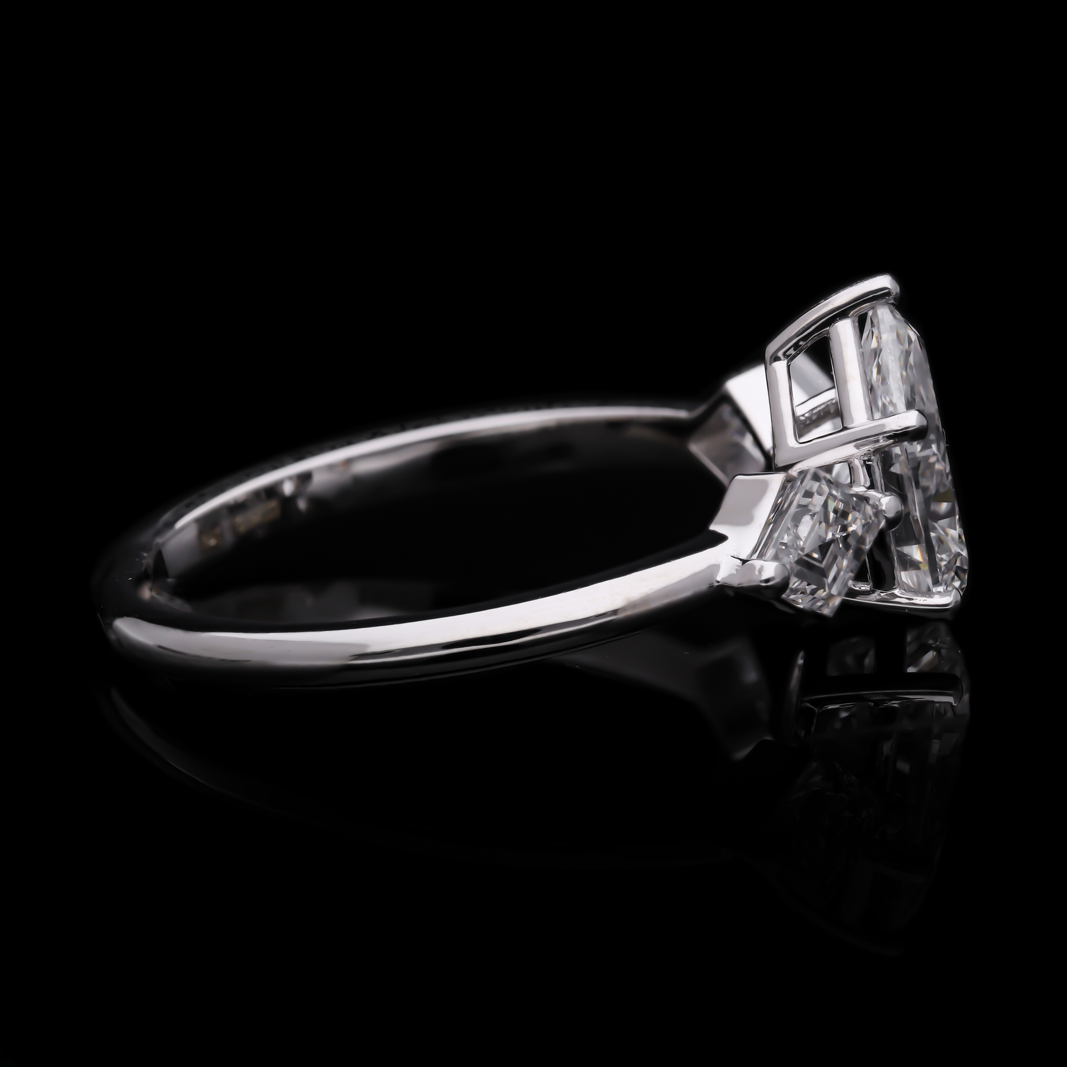 Pear Cut and Kite Shaped Lab-Grown Diamond Three-Stone Engagement Ring
