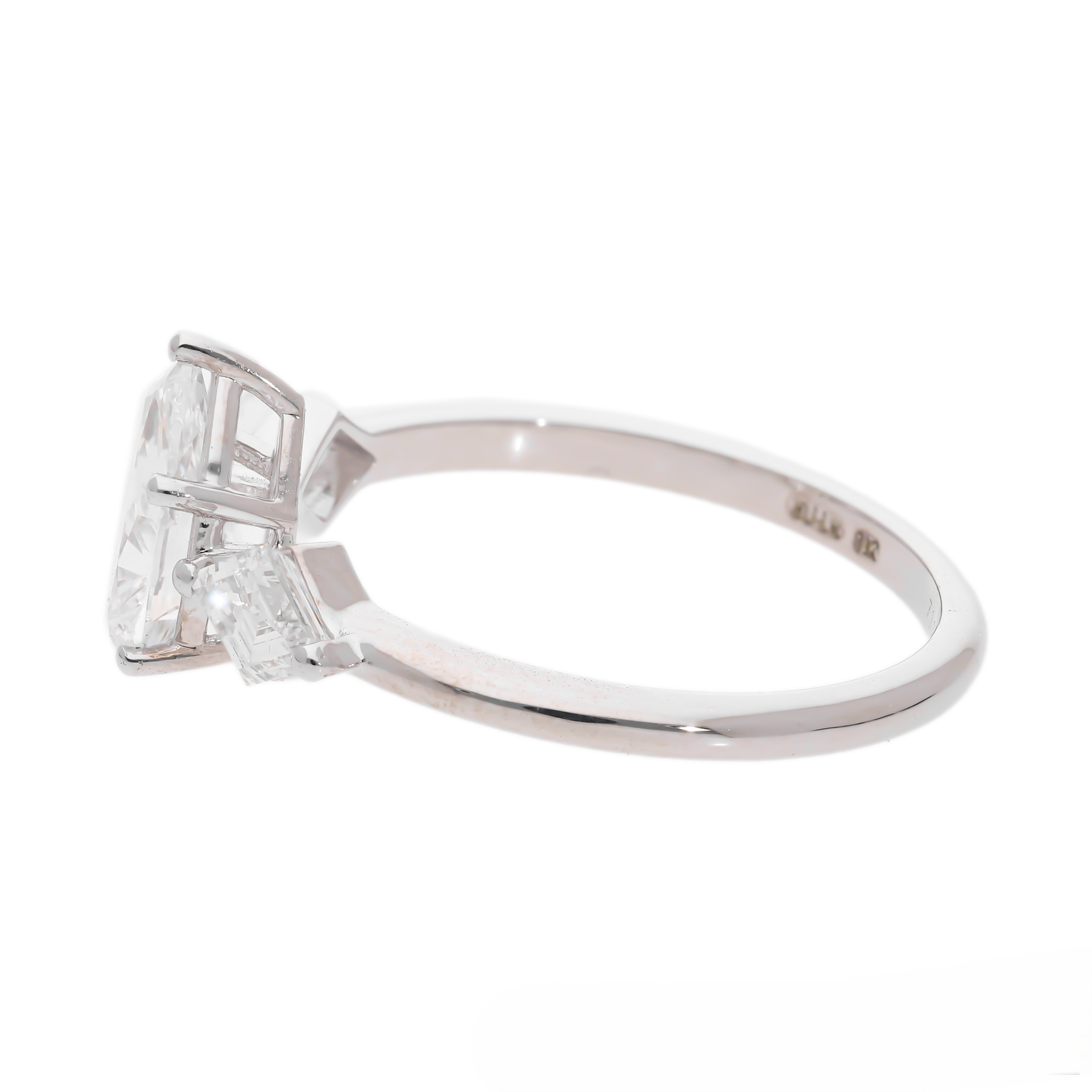 Pear Cut and Kite Shaped Lab-Grown Diamond Three-Stone Engagement Ring