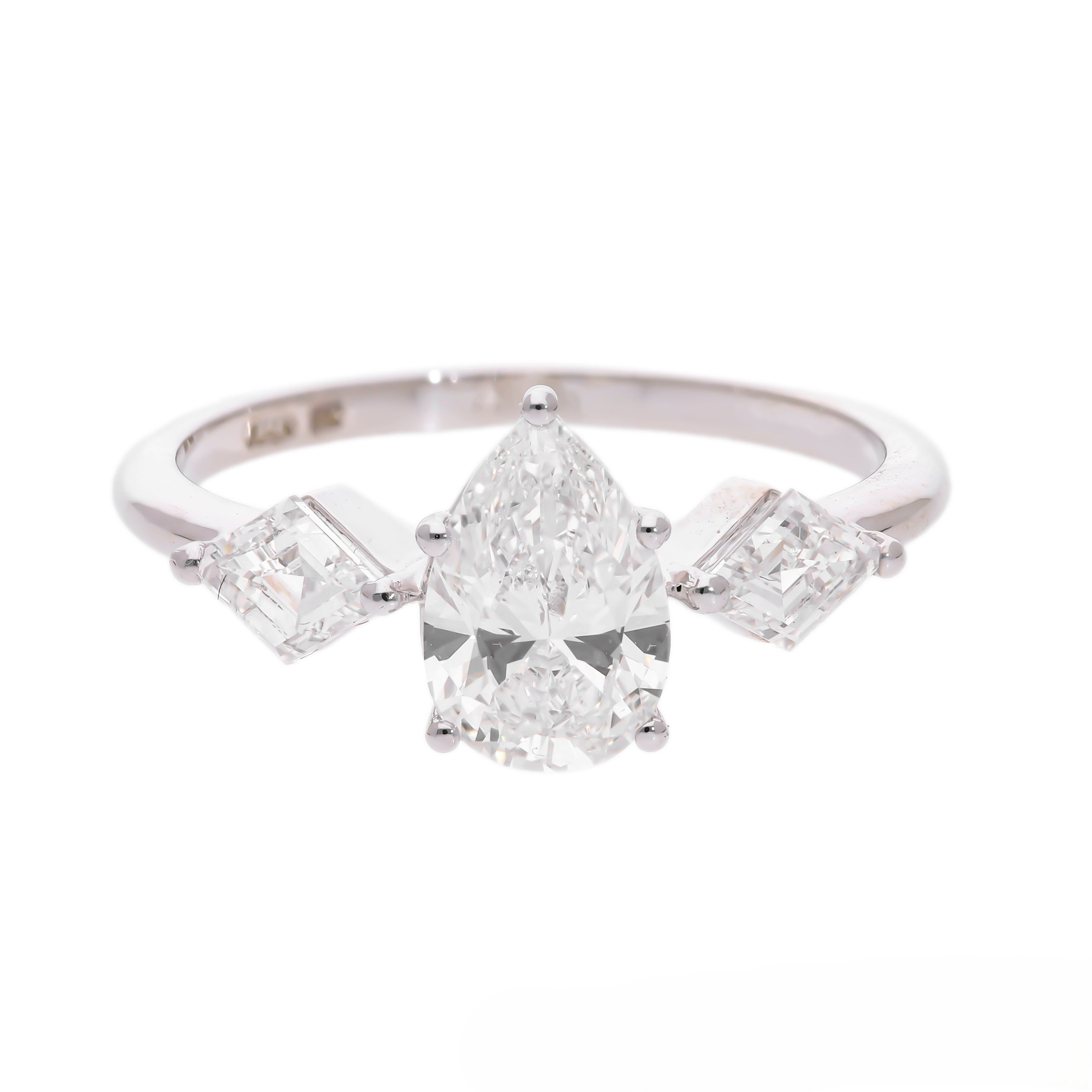 Pear Cut and Kite Shaped Lab-Grown Diamond Three-Stone Engagement Ring