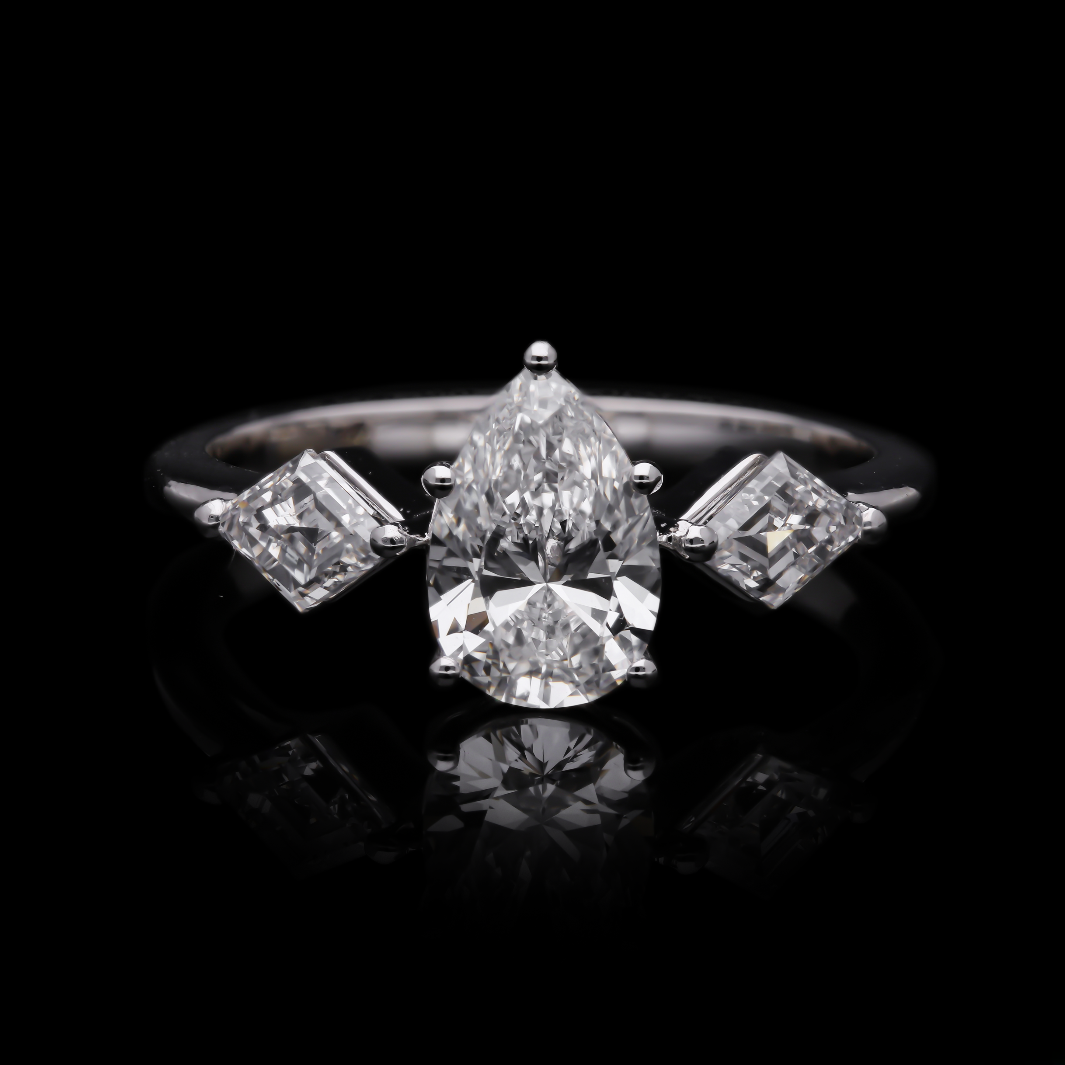 Pear Cut and Kite Shaped Lab-Grown Diamond Three-Stone Engagement Ring