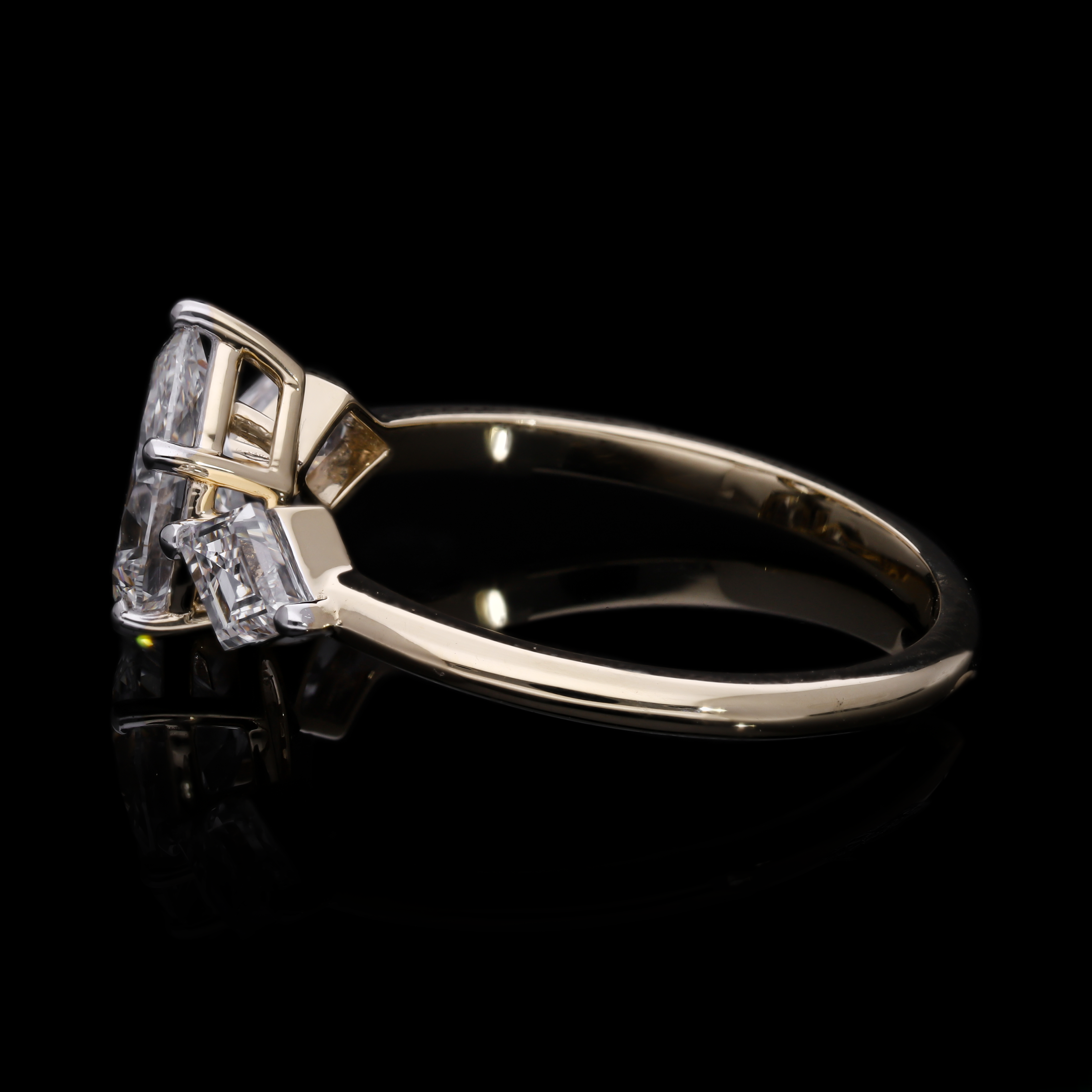Pear Cut and Kite Shaped Lab-Grown Diamond Three-Stone Engagement Ring