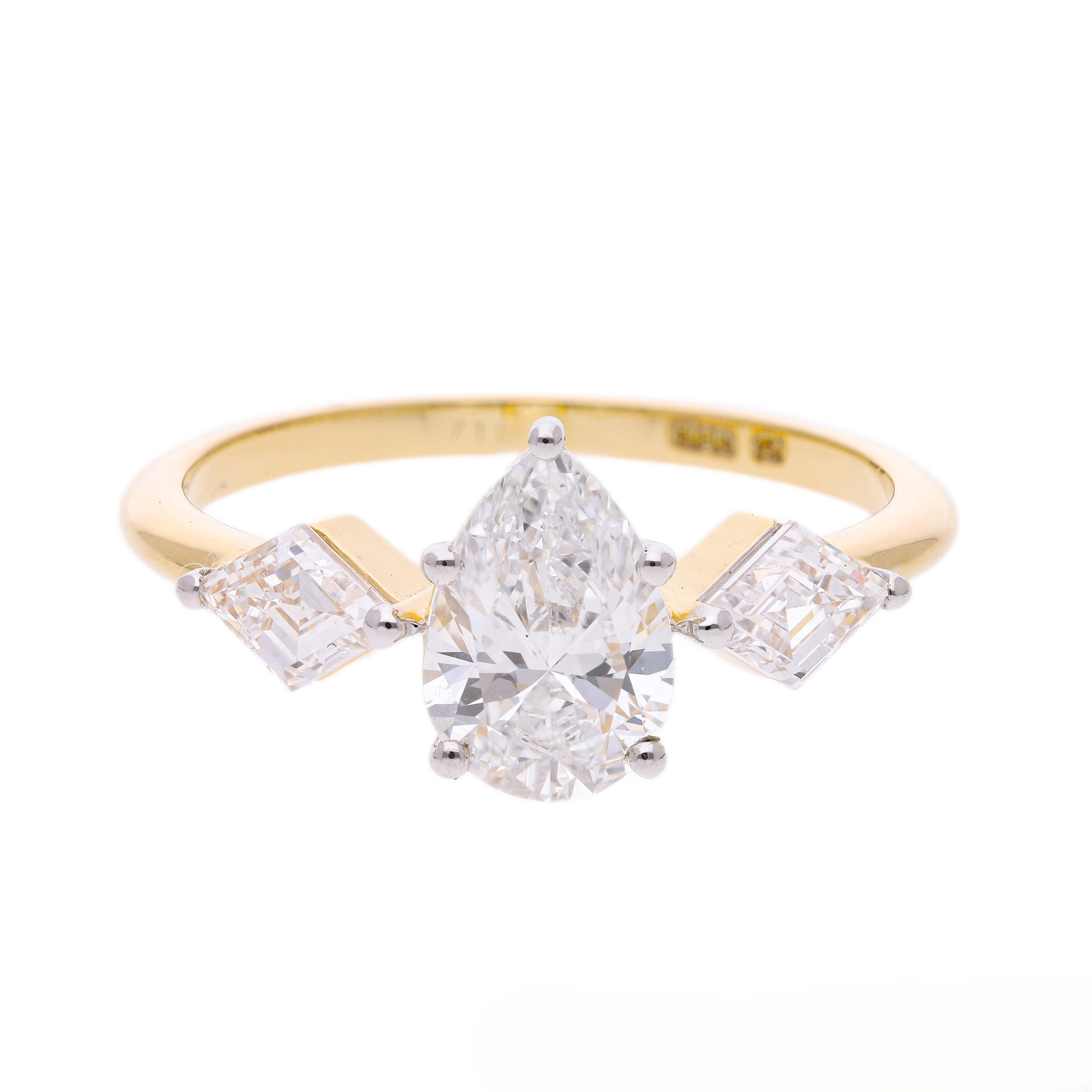 Pear Cut and Kite Shaped Lab-Grown Diamond Three-Stone Engagement Ring