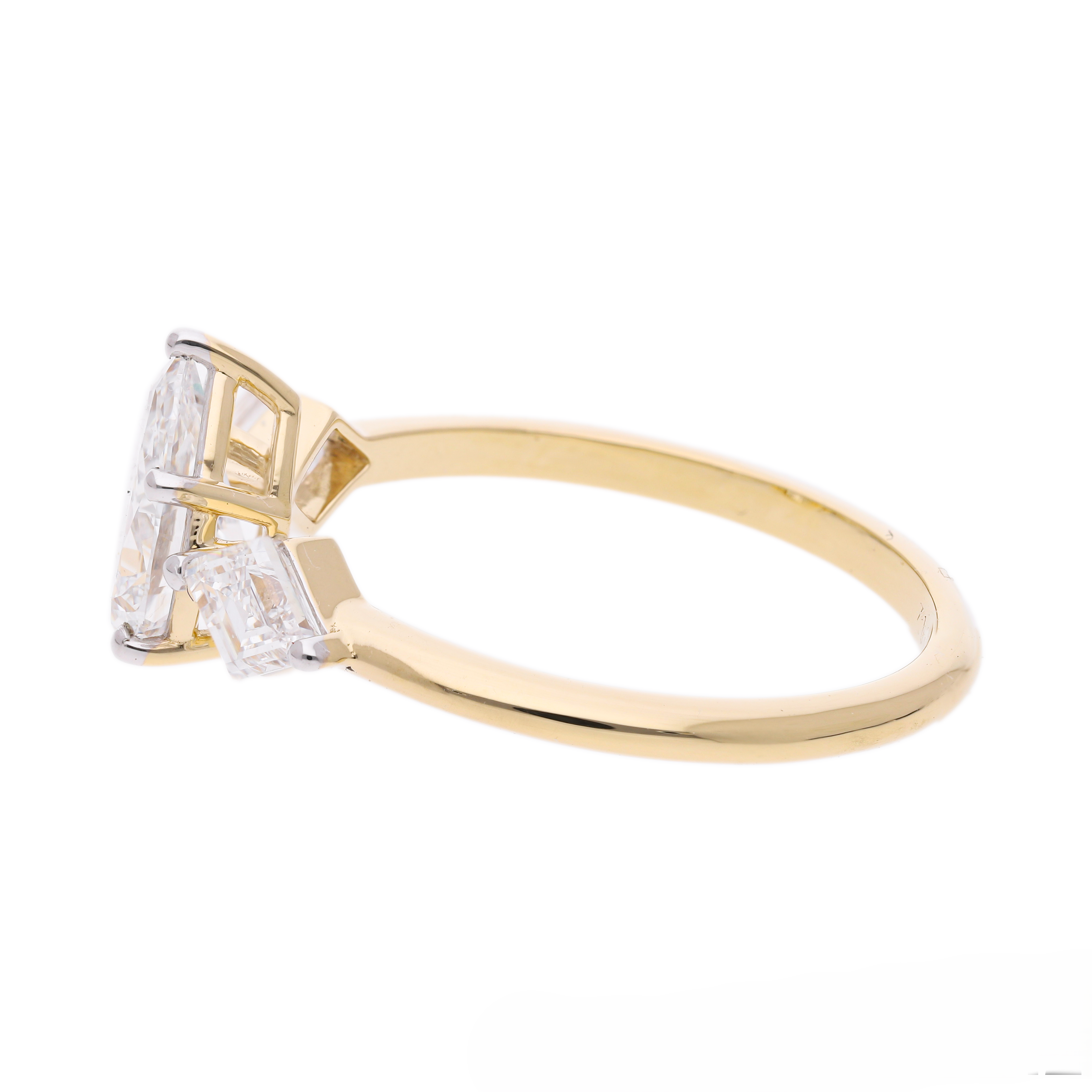 Pear Cut and Kite Shaped Lab-Grown Diamond Three-Stone Engagement Ring