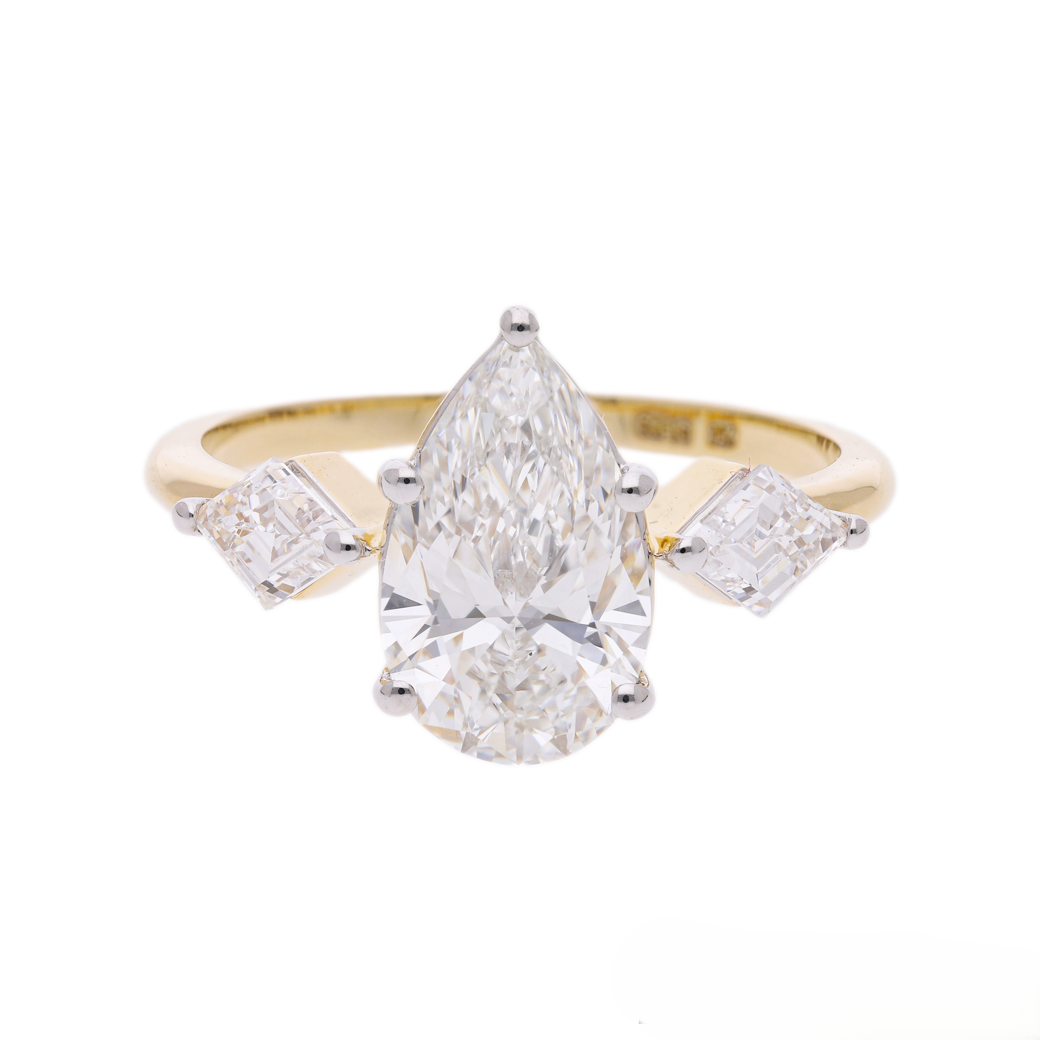Pear Cut and Kite Shaped Lab-Grown Diamond Three-Stone Engagement Ring
