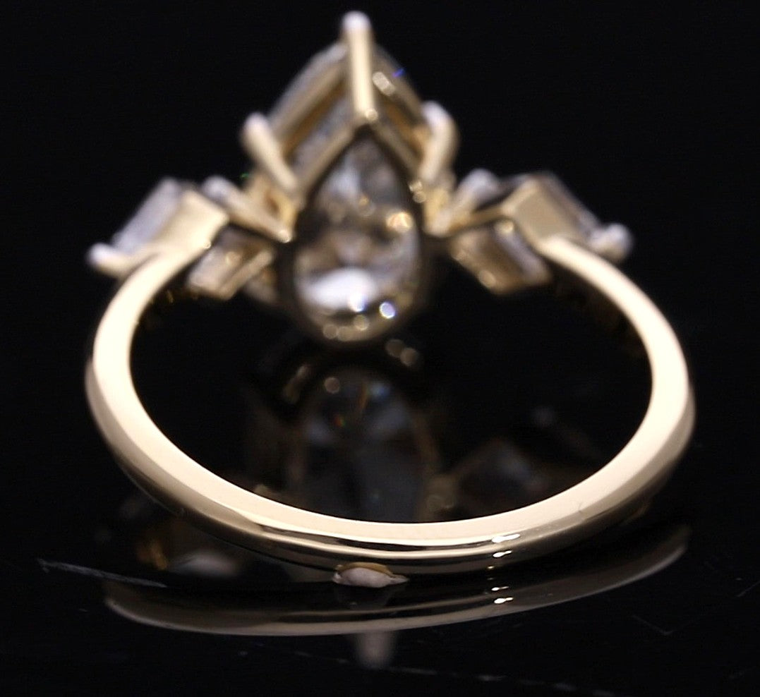 Pear Cut and Kite Shaped Lab-Grown Diamond Three-Stone Engagement Ring