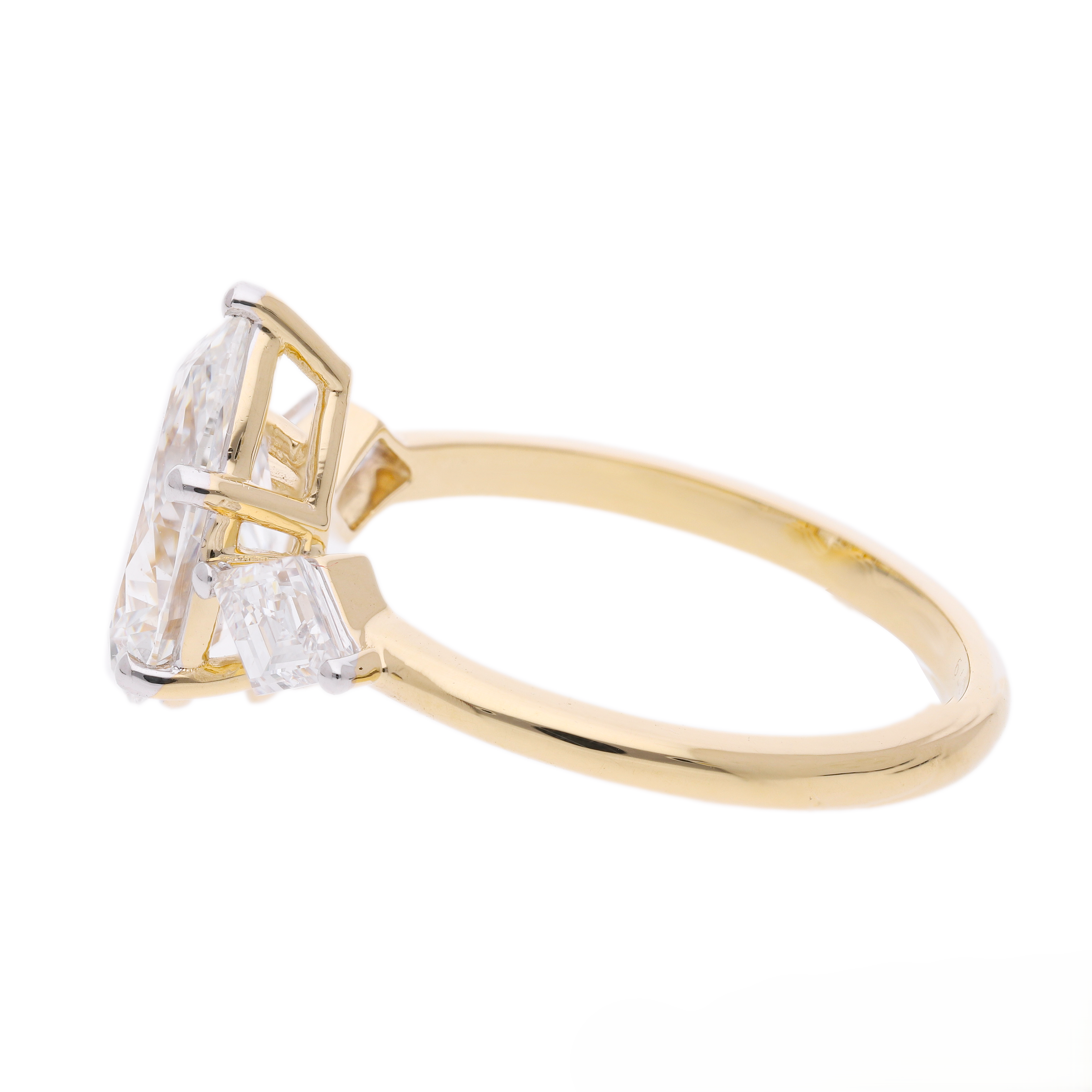Pear Cut and Kite Shaped Lab-Grown Diamond Three-Stone Engagement Ring