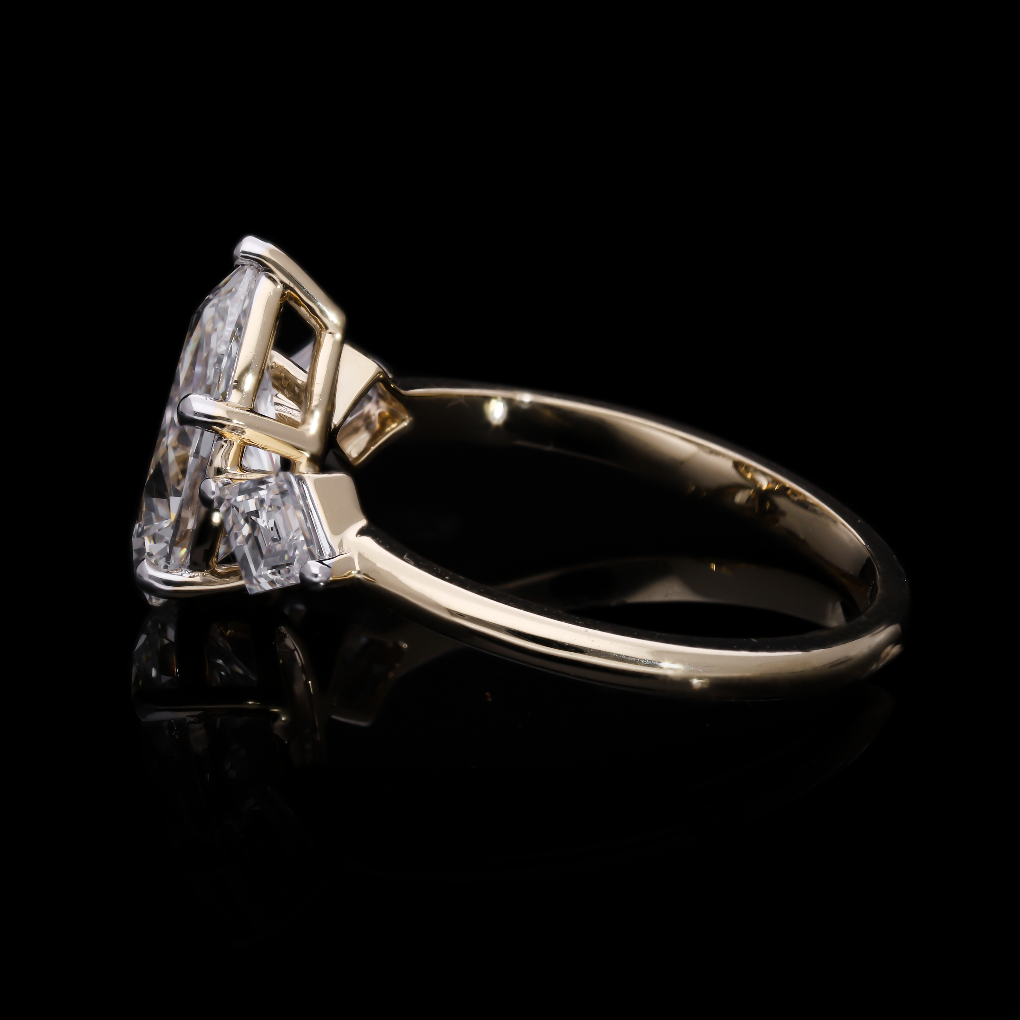 Pear Cut and Kite Shaped Lab-Grown Diamond Three-Stone Engagement Ring
