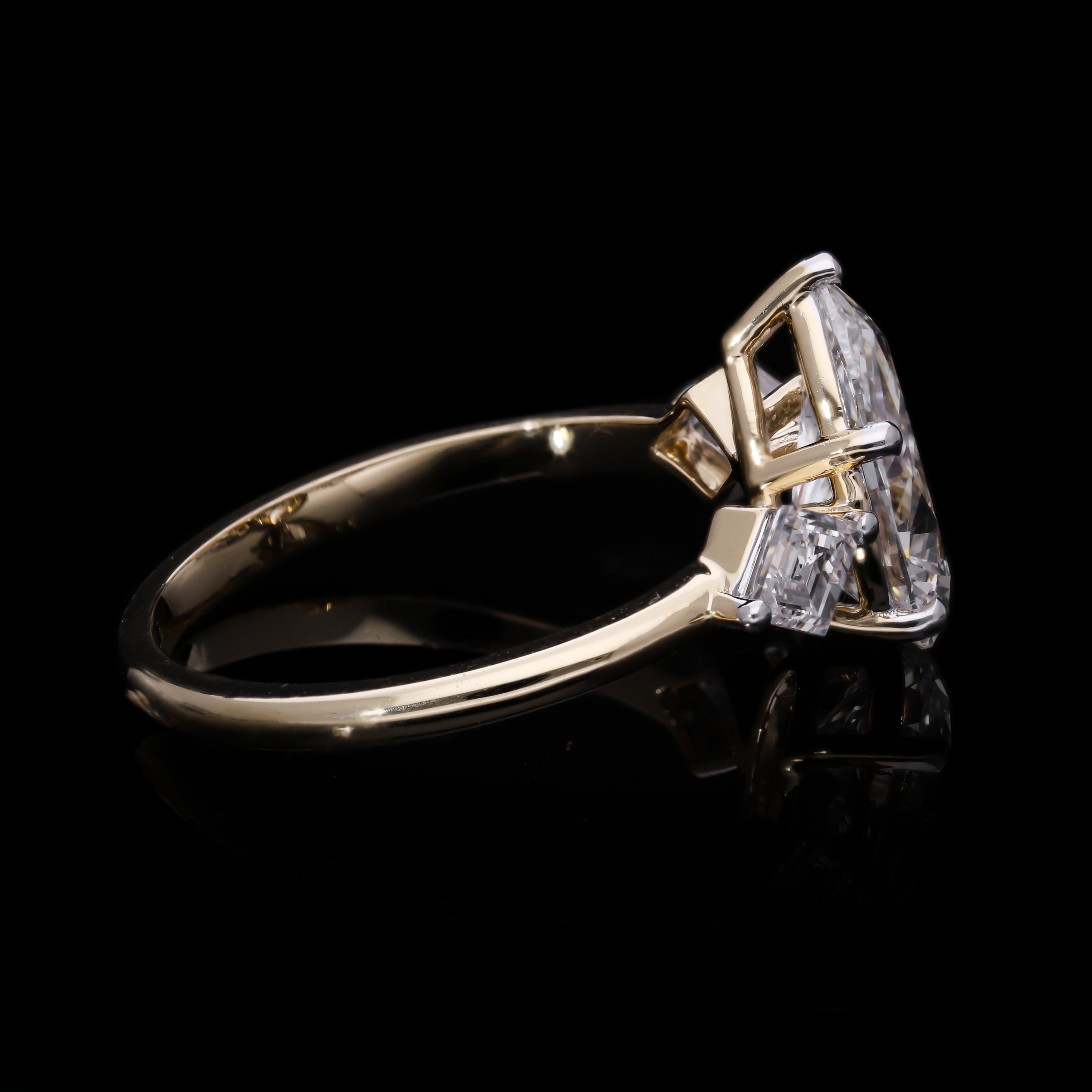 Pear Cut and Kite Shaped Lab-Grown Diamond Three-Stone Engagement Ring