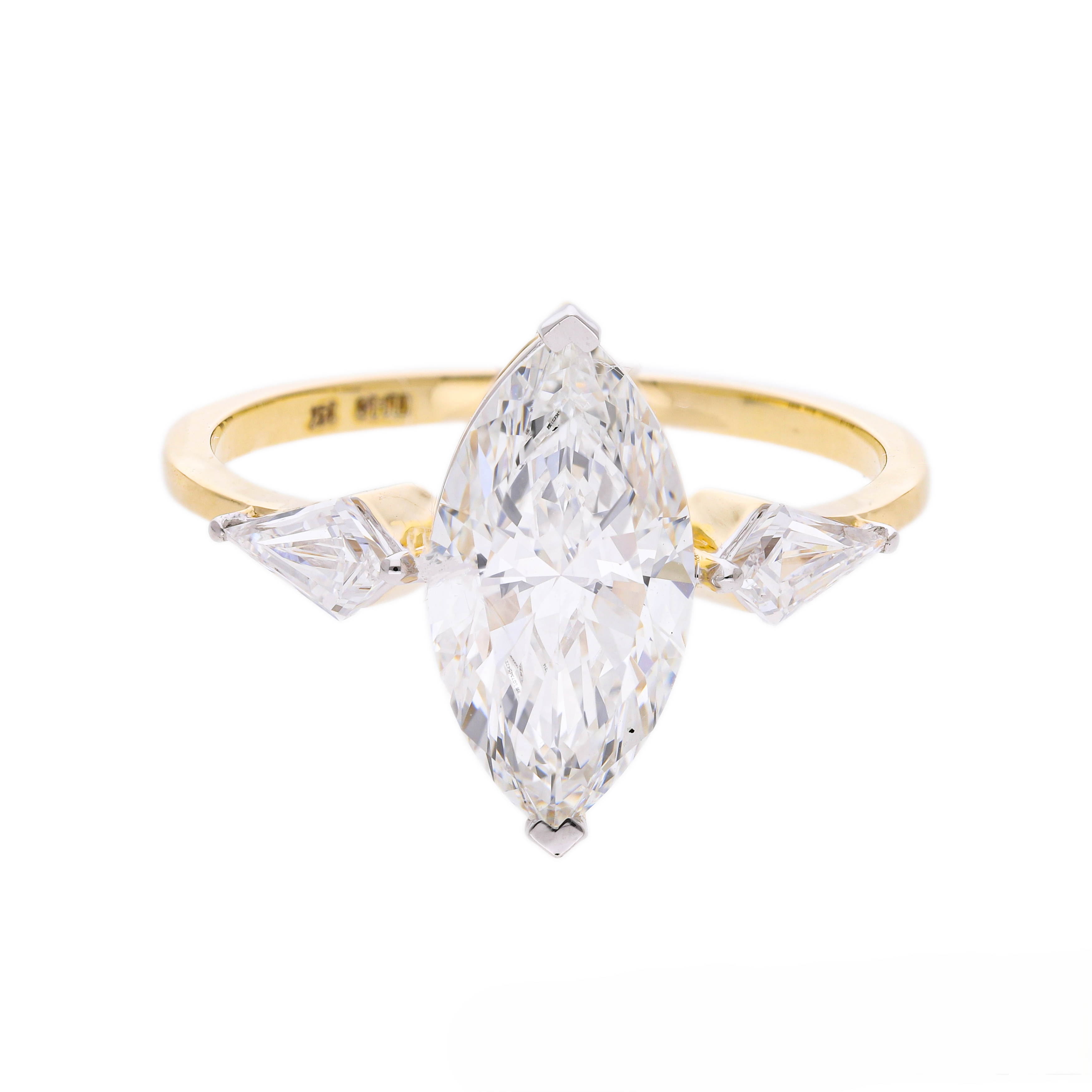 Marquise Cut and Kite Shaped Lab-Grown Diamond Three-Stone Engagement Ring