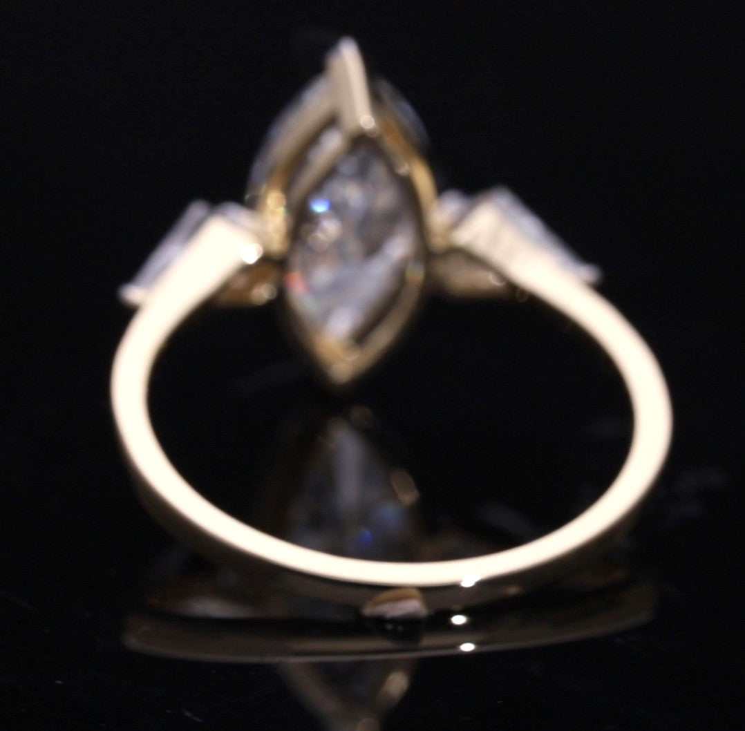 Marquise Cut and Kite Shaped Lab-Grown Diamond Three-Stone Engagement Ring