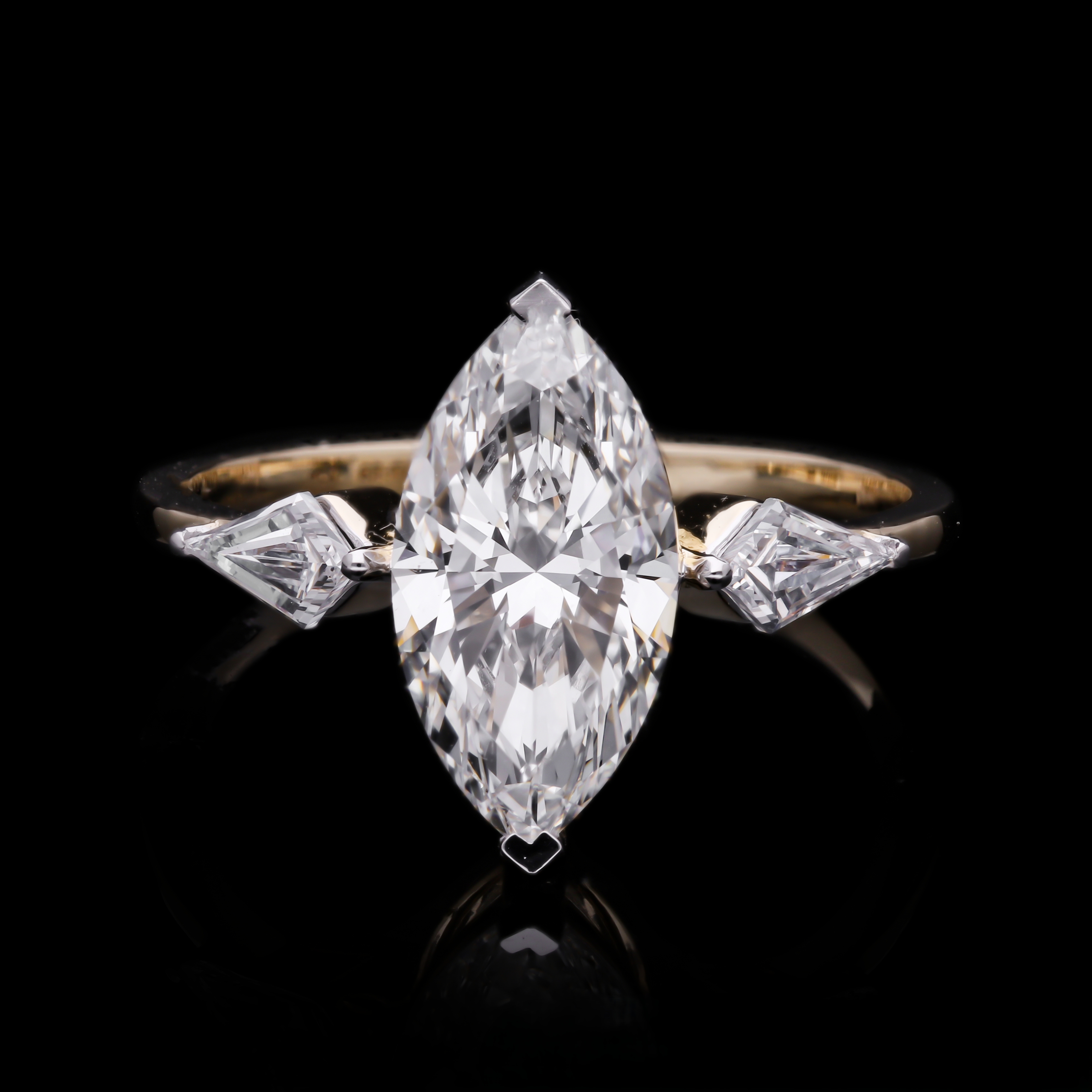 Marquise Cut and Kite Shaped Lab-Grown Diamond Three-Stone Engagement Ring