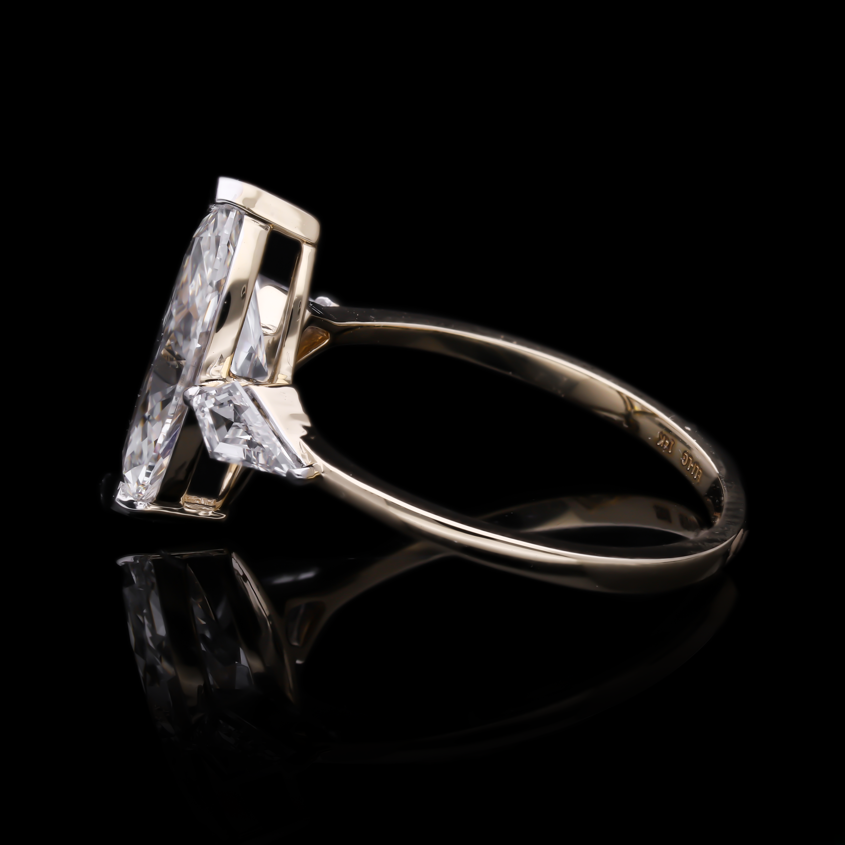 Marquise Cut and Kite Shaped Lab-Grown Diamond Three-Stone Engagement Ring