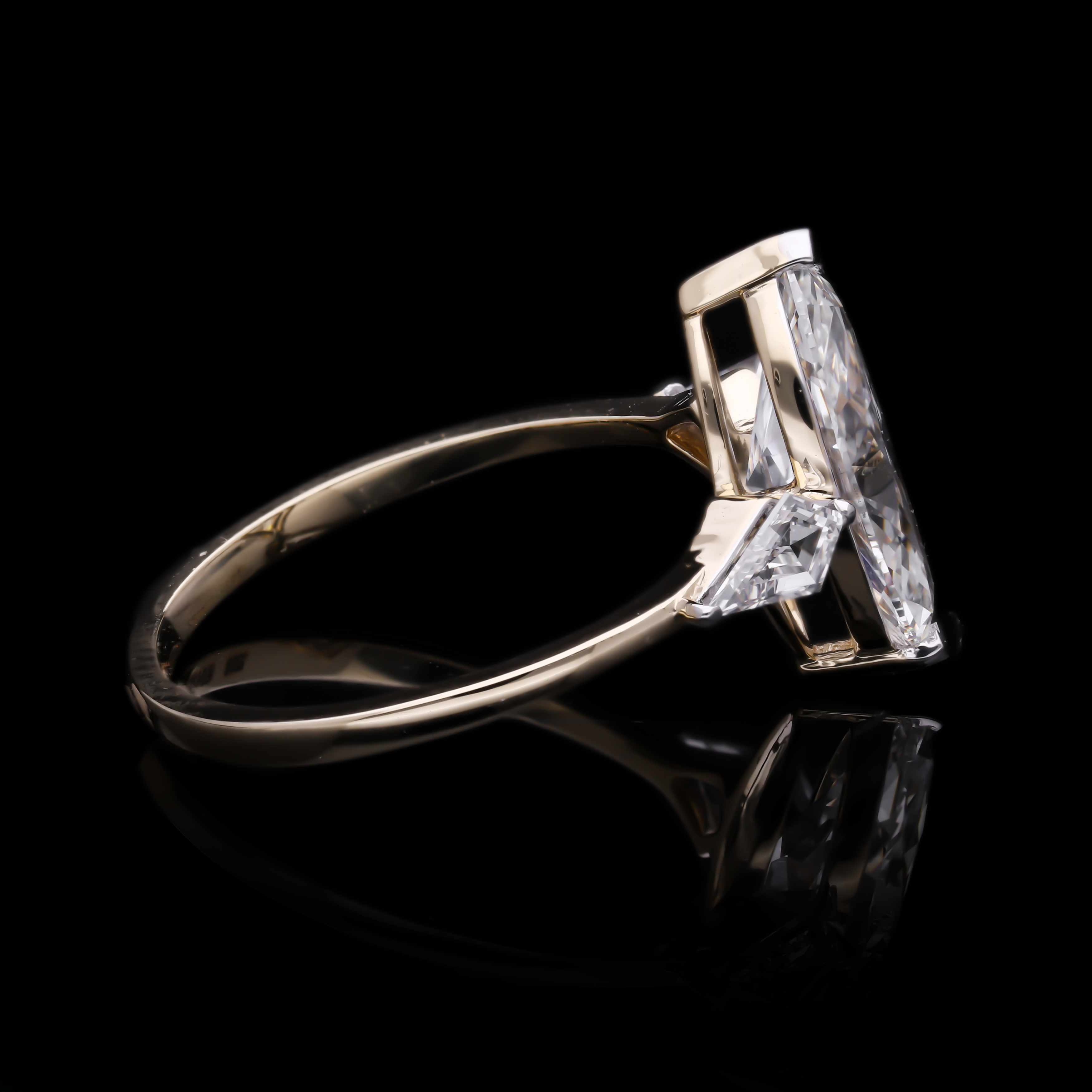 Marquise Cut and Kite Shaped Lab-Grown Diamond Three-Stone Engagement Ring