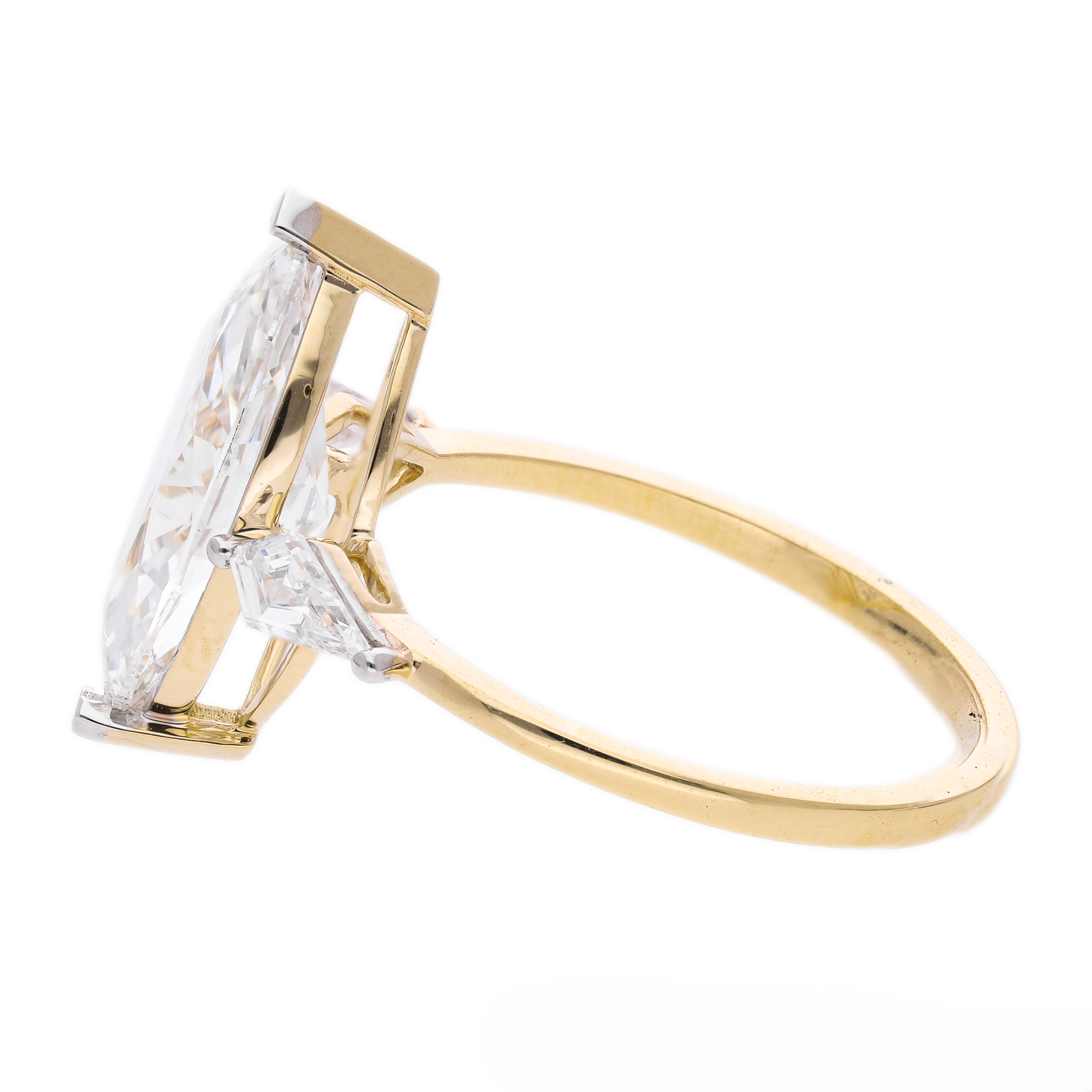Marquise Cut and Kite Shaped Lab-Grown Diamond Three-Stone Engagement Ring