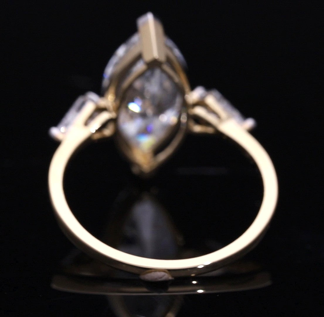 Marquise Cut and Kite Shaped Lab-Grown Diamond Three-Stone Engagement Ring