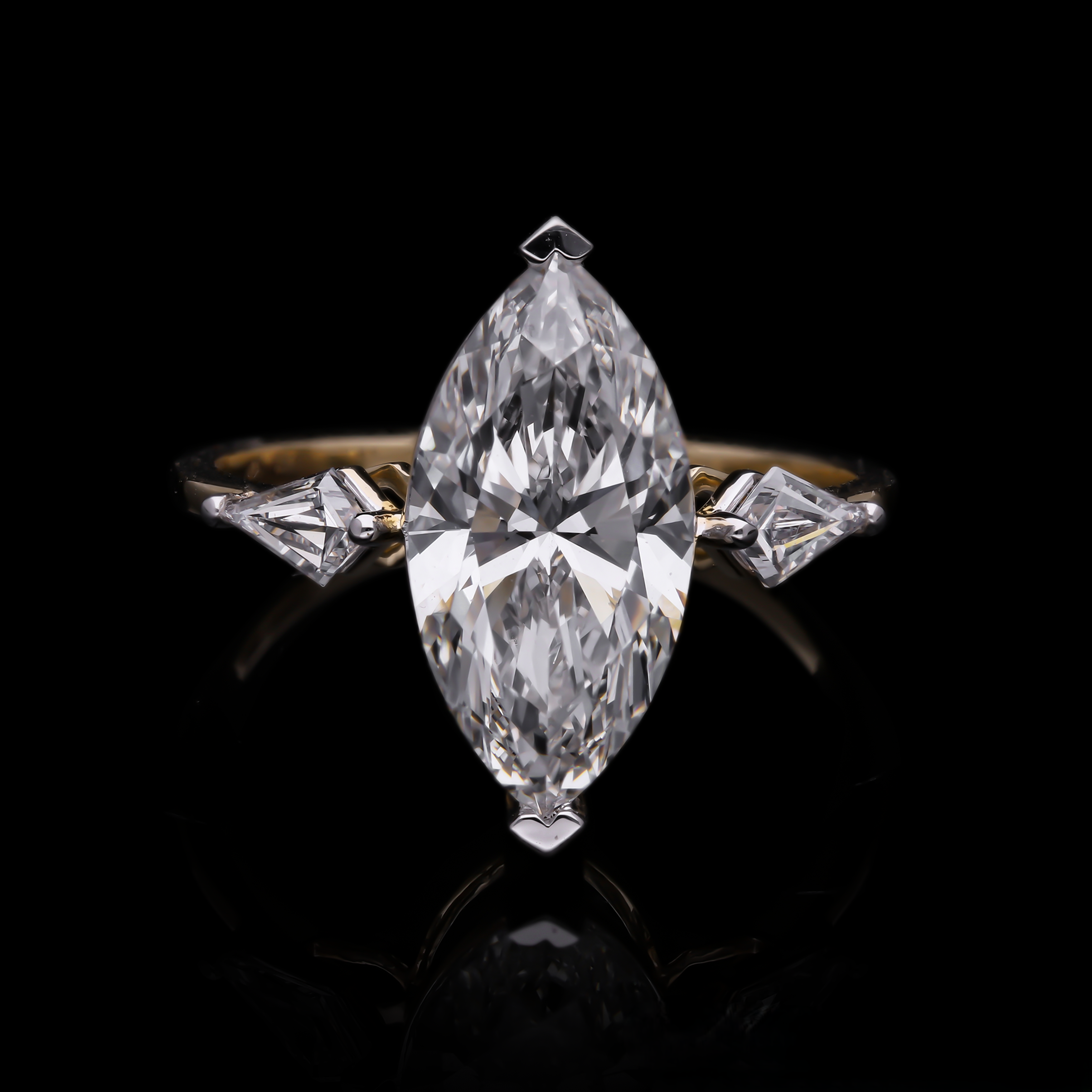 Marquise Cut and Kite Shaped Lab-Grown Diamond Three-Stone Engagement Ring