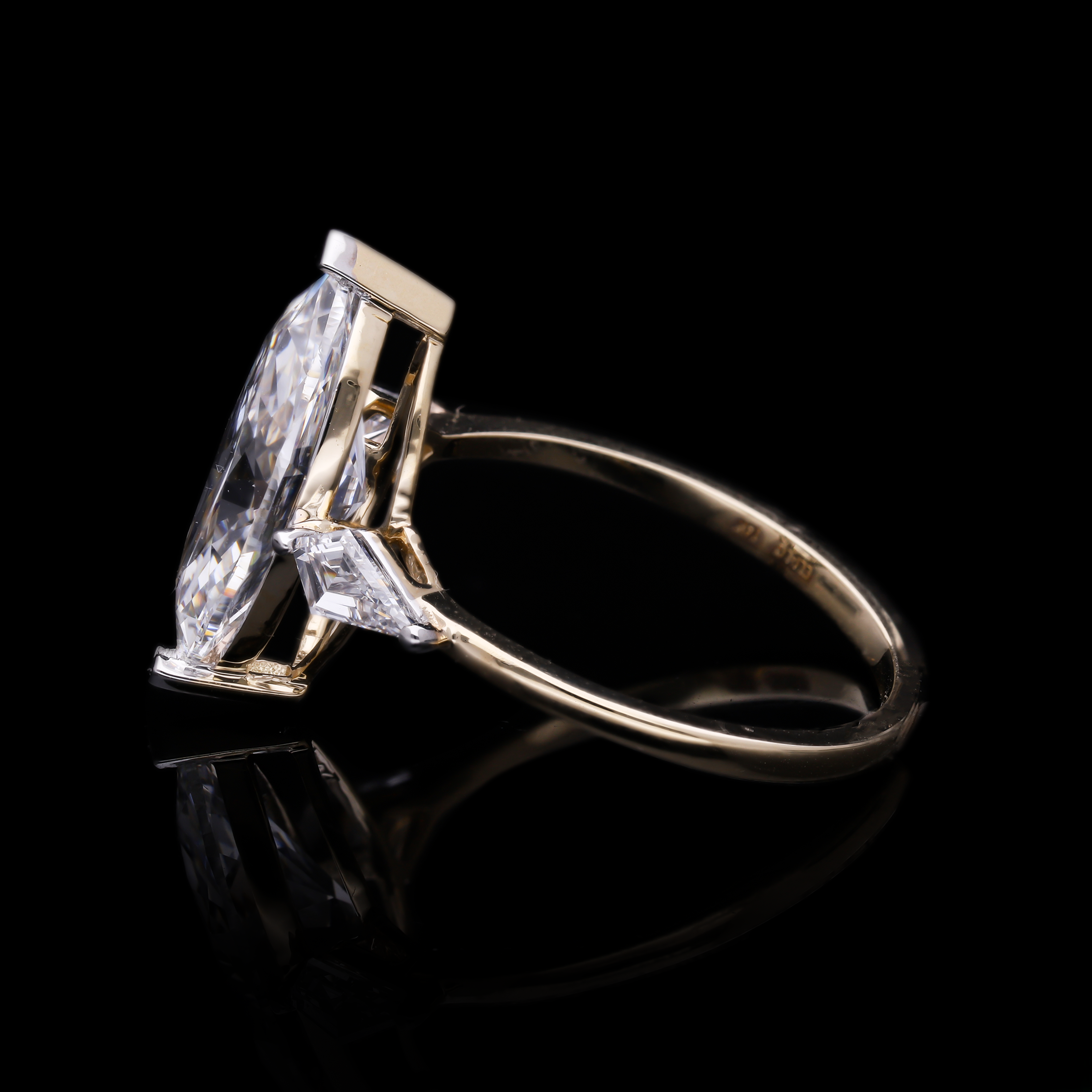 Marquise Cut and Kite Shaped Lab-Grown Diamond Three-Stone Engagement Ring