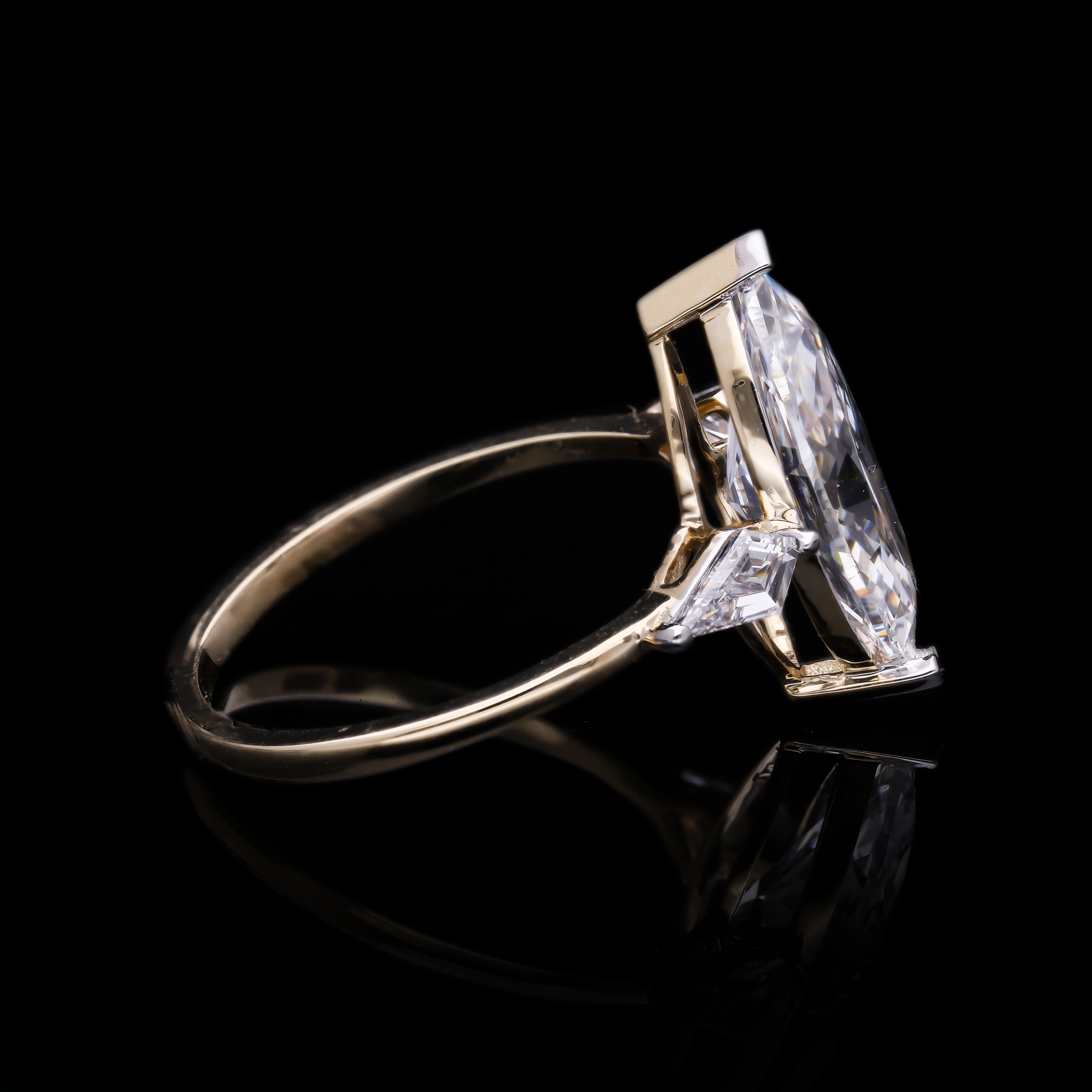Marquise Cut and Kite Shaped Lab-Grown Diamond Three-Stone Engagement Ring