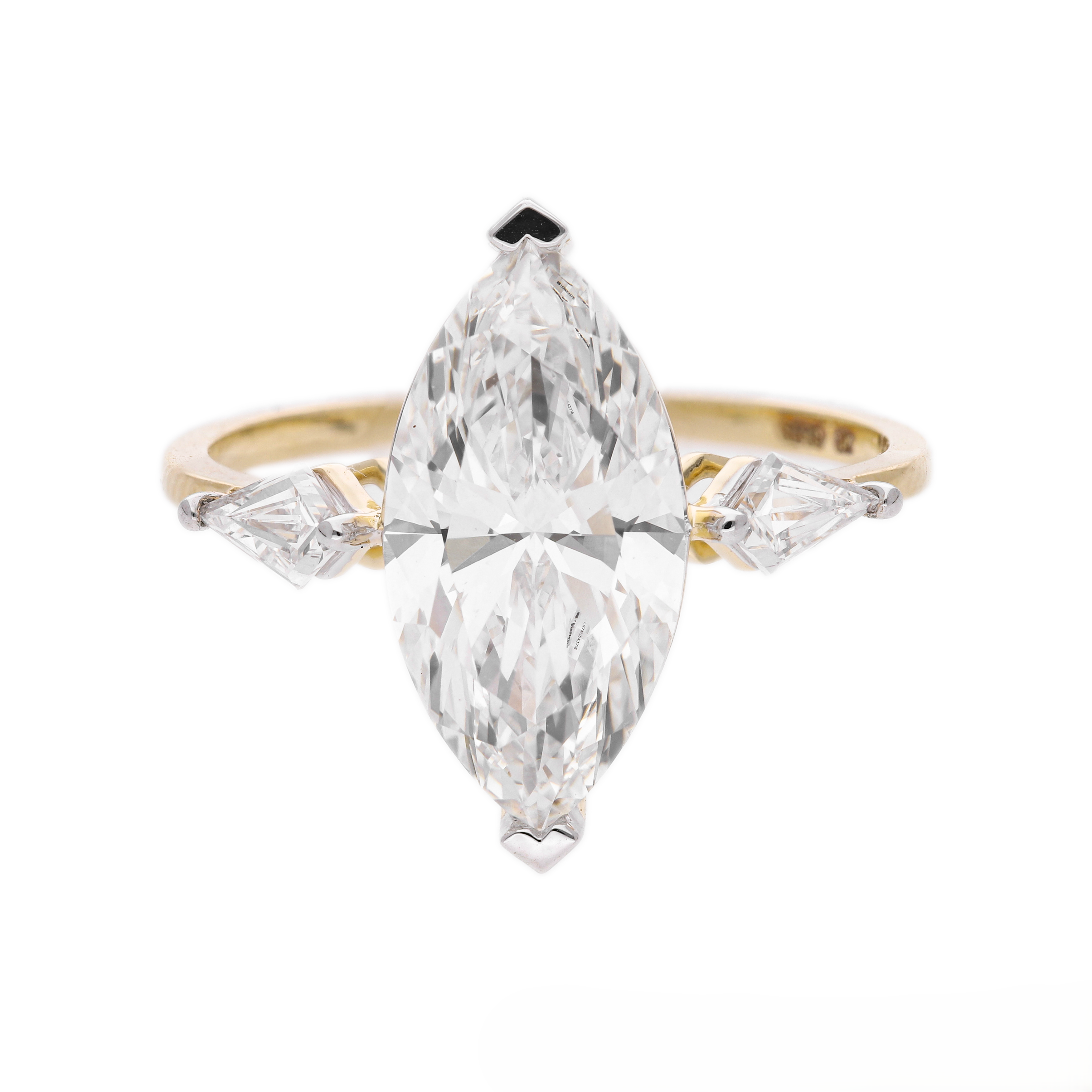 Marquise Cut and Kite Shaped Lab-Grown Diamond Three-Stone Engagement Ring
