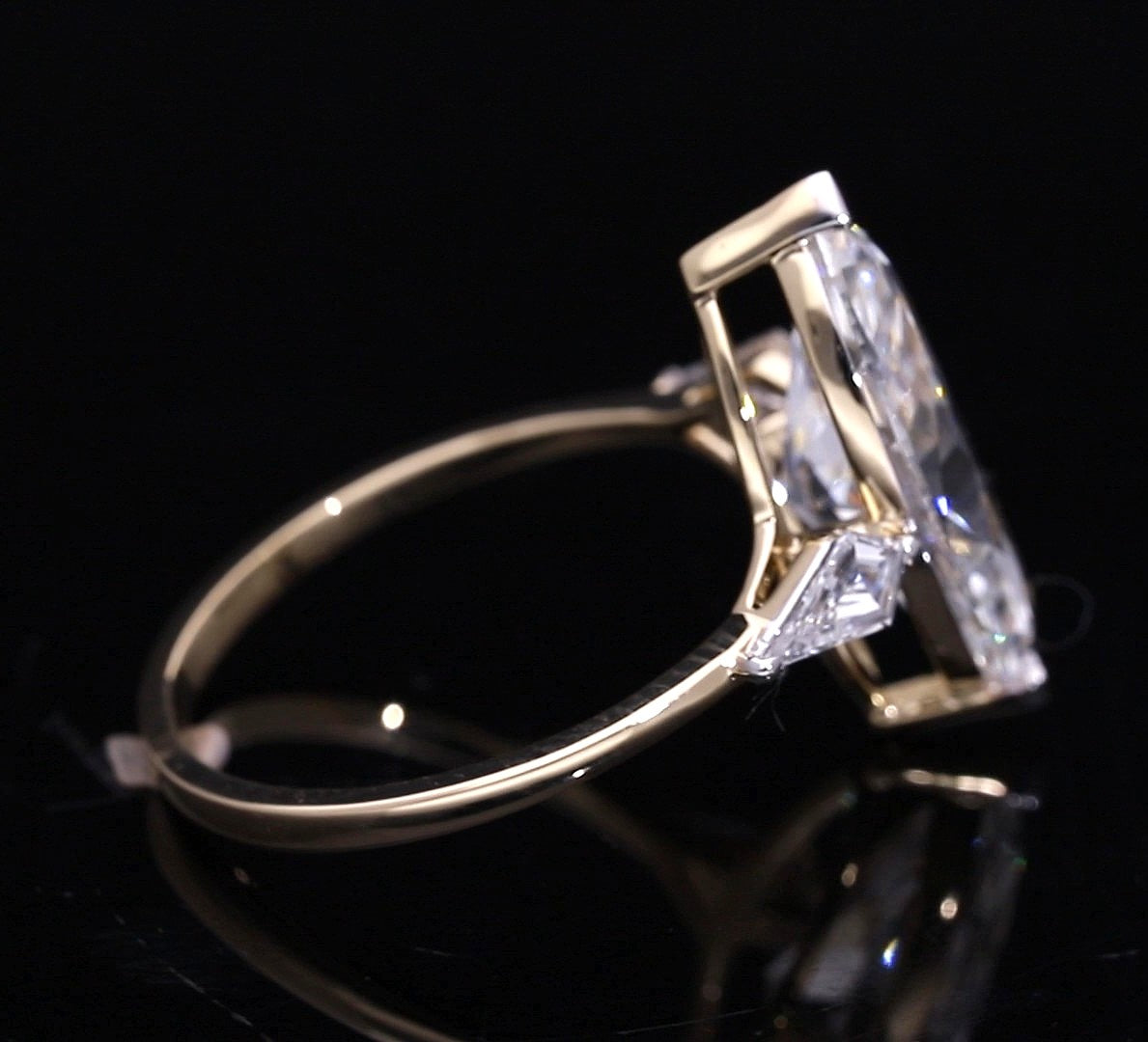 Marquise Cut and Kite Shaped Lab-Grown Diamond Three-Stone Engagement Ring