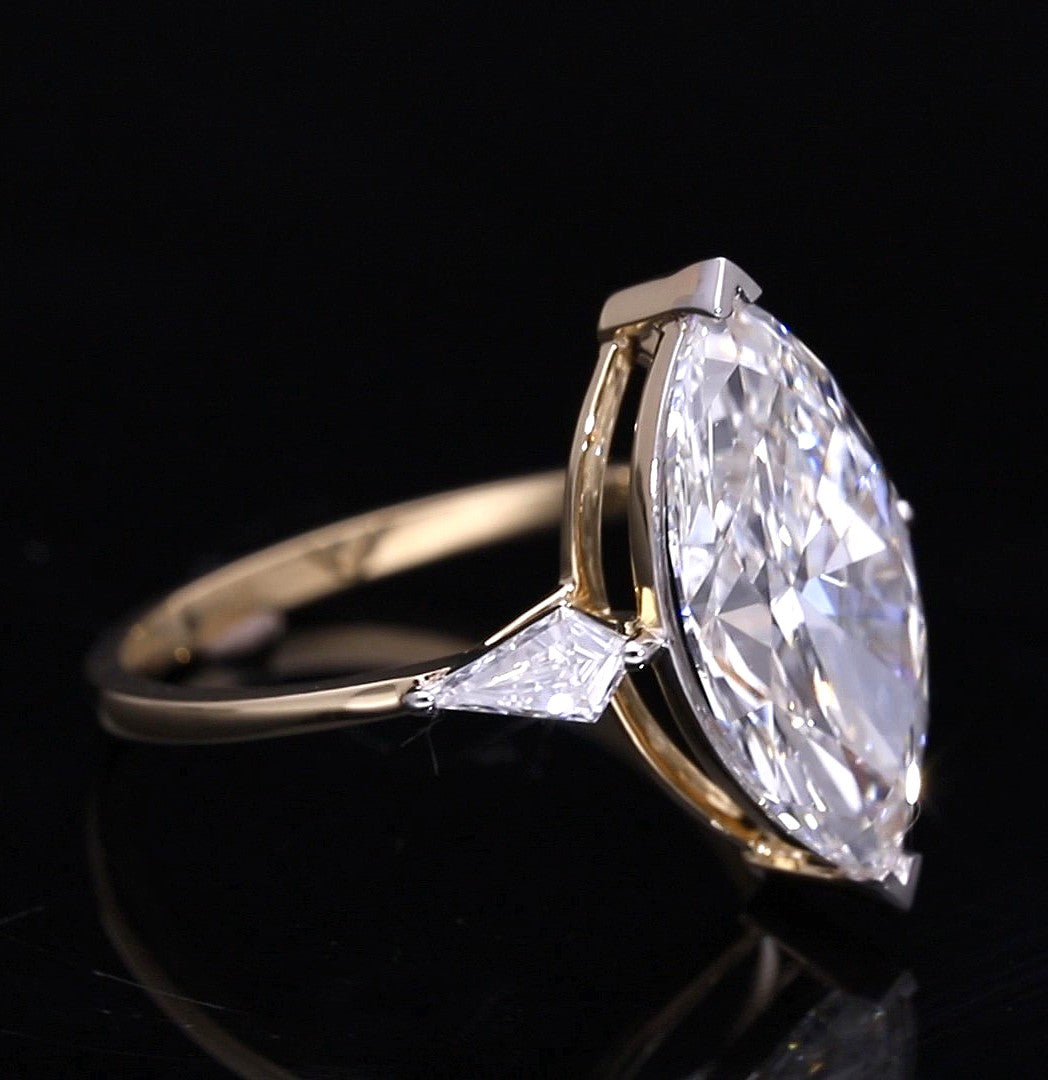Marquise Cut and Kite Shaped Lab-Grown Diamond Three-Stone Engagement Ring