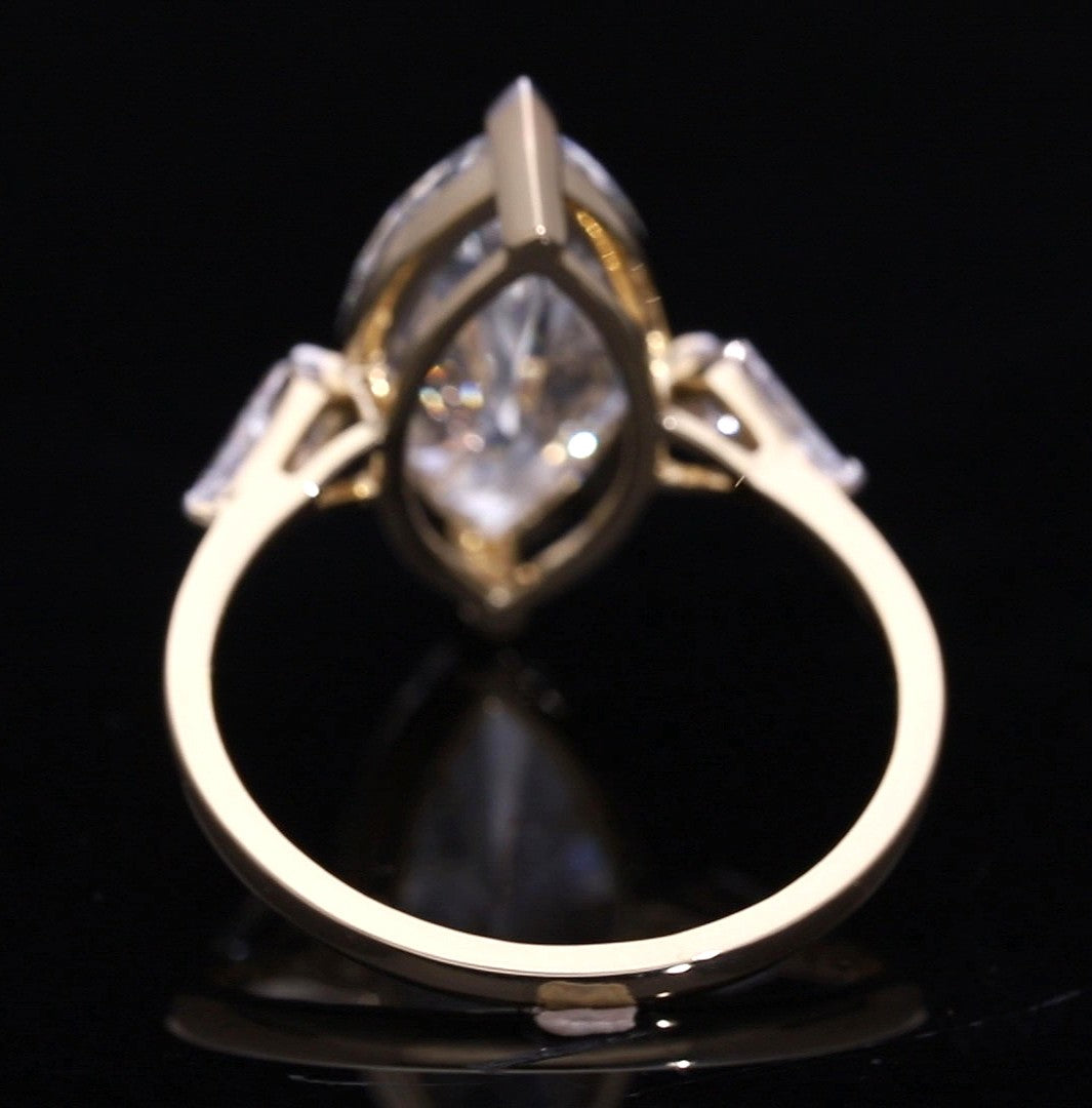 Marquise Cut and Kite Shaped Lab-Grown Diamond Three-Stone Engagement Ring