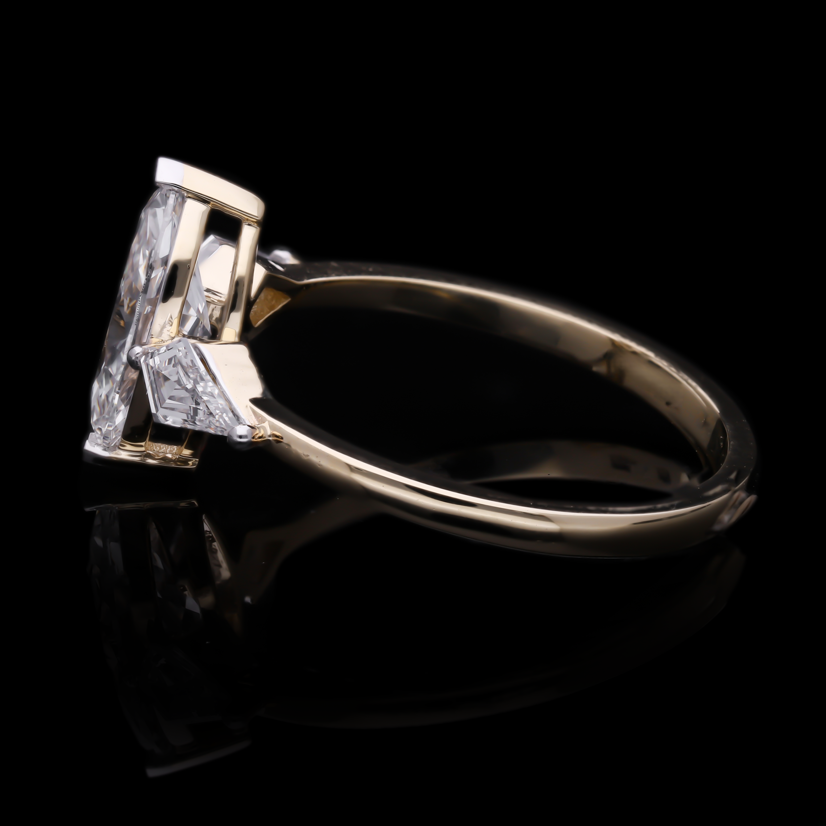 Marquise Cut and Kite Shaped Lab-Grown Diamond Three-Stone Engagement Ring