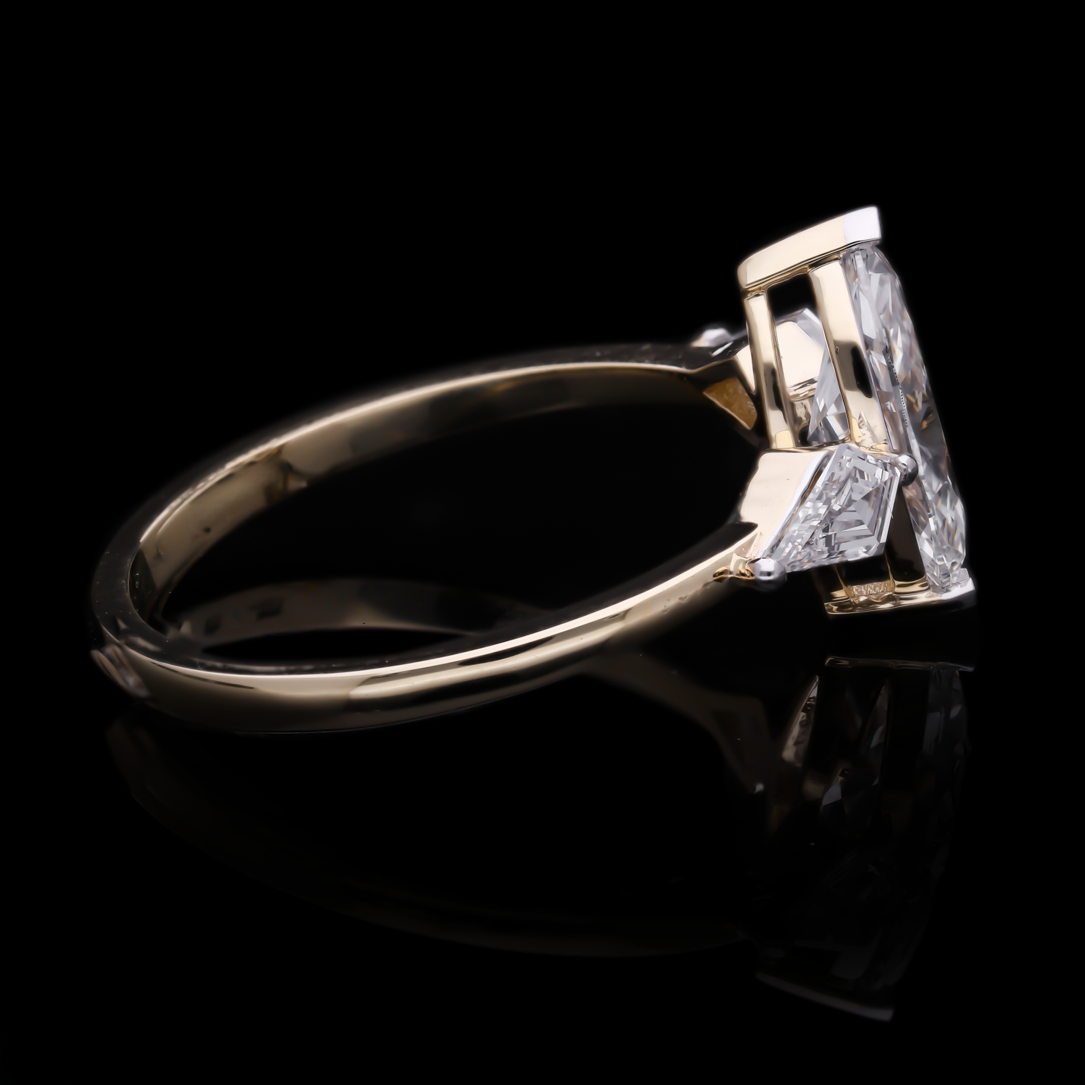 Marquise Cut and Kite Shaped Lab-Grown Diamond Three-Stone Engagement Ring