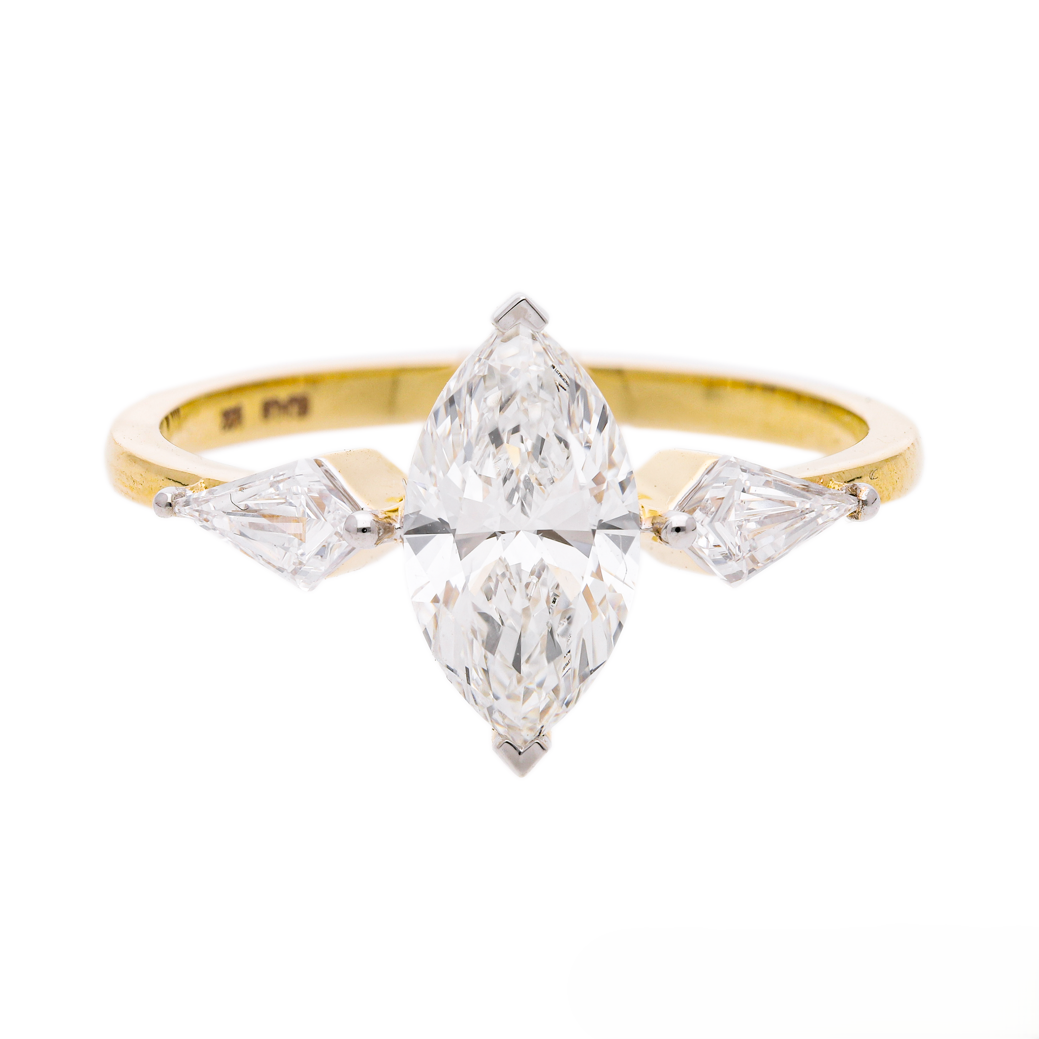 Marquise Cut and Kite Shaped Lab-Grown Diamond Three-Stone Engagement Ring