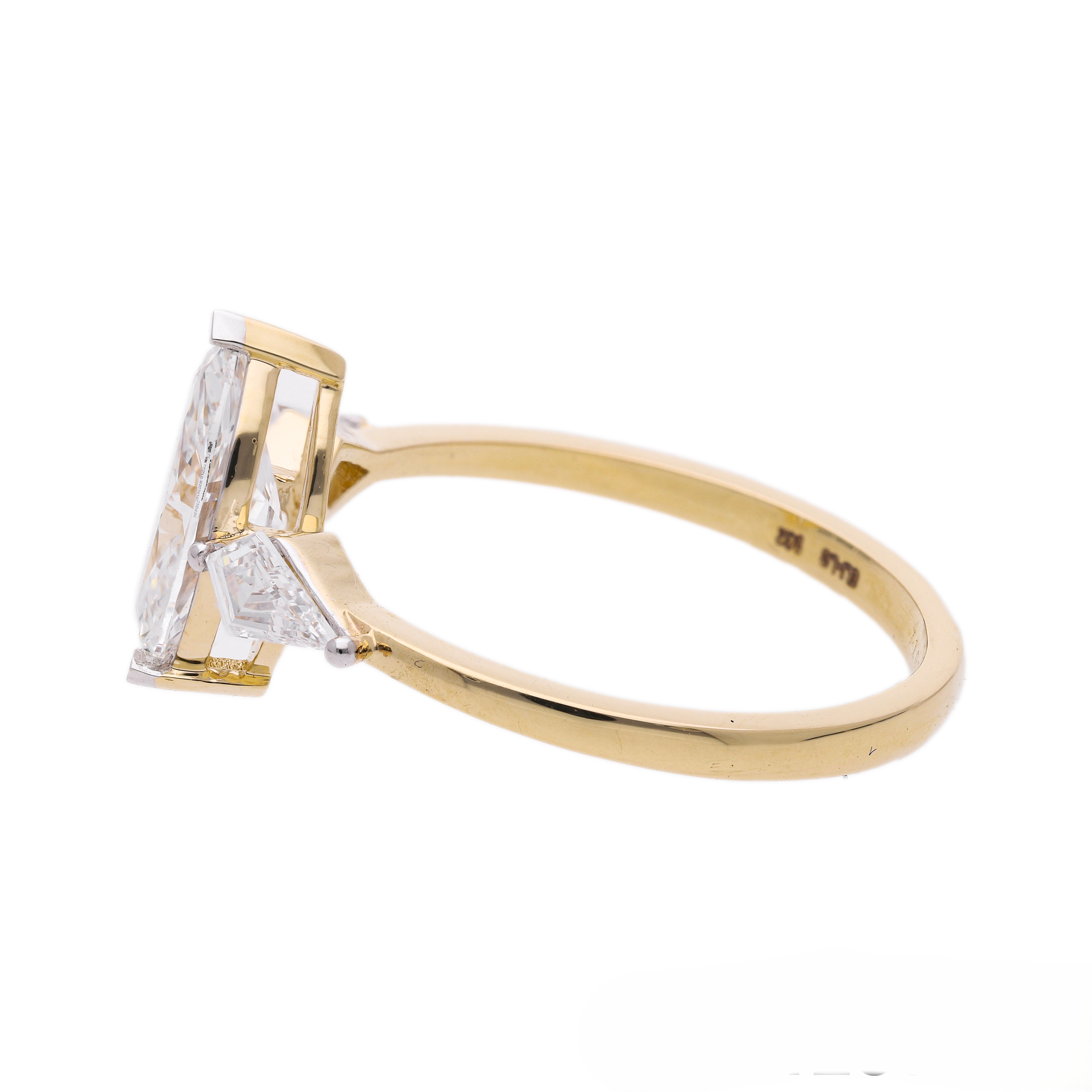 Marquise Cut and Kite Shaped Lab-Grown Diamond Three-Stone Engagement Ring