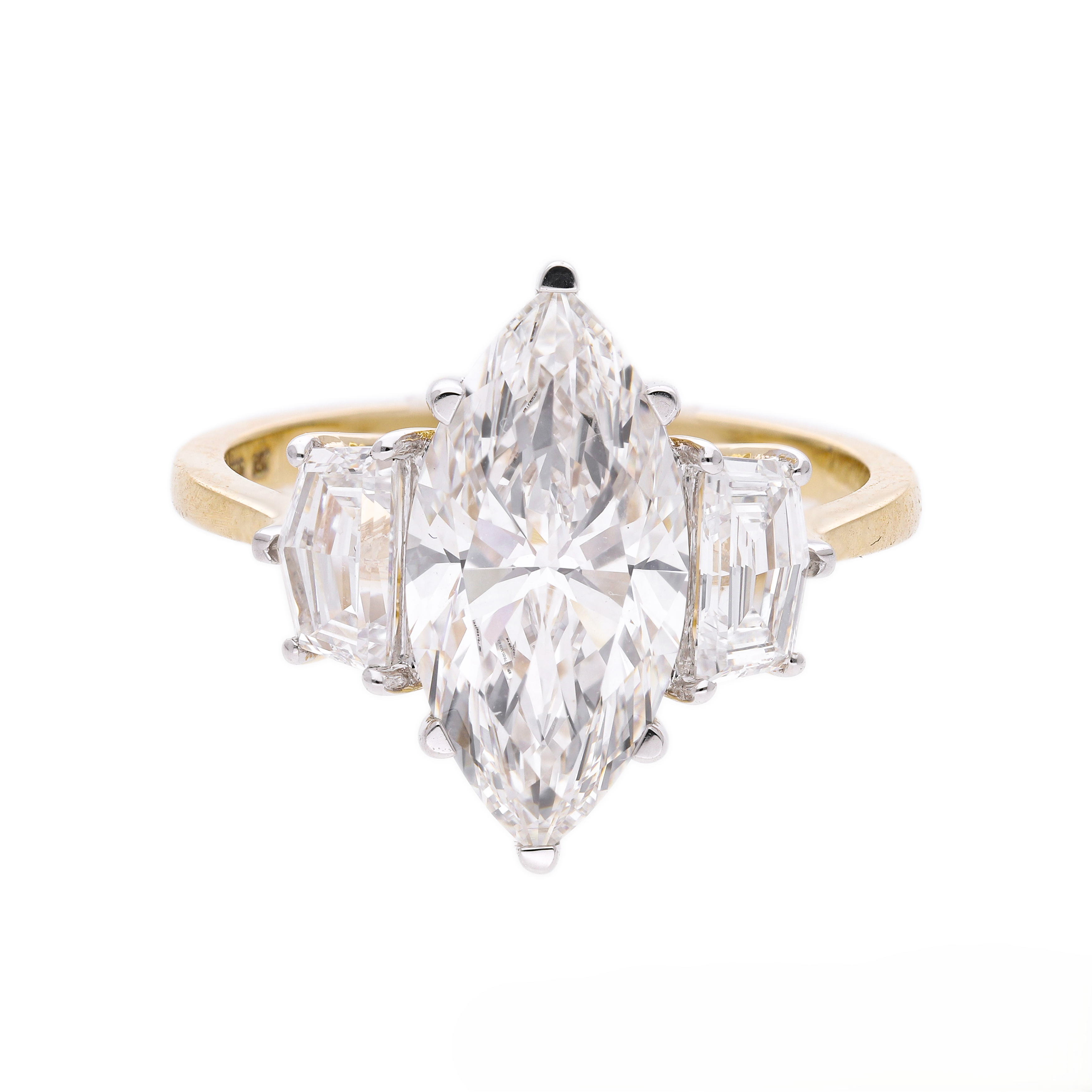 Marquise Cut and Cadillac Cut Lab-Grown Diamond Three-Stone Engagement Ring