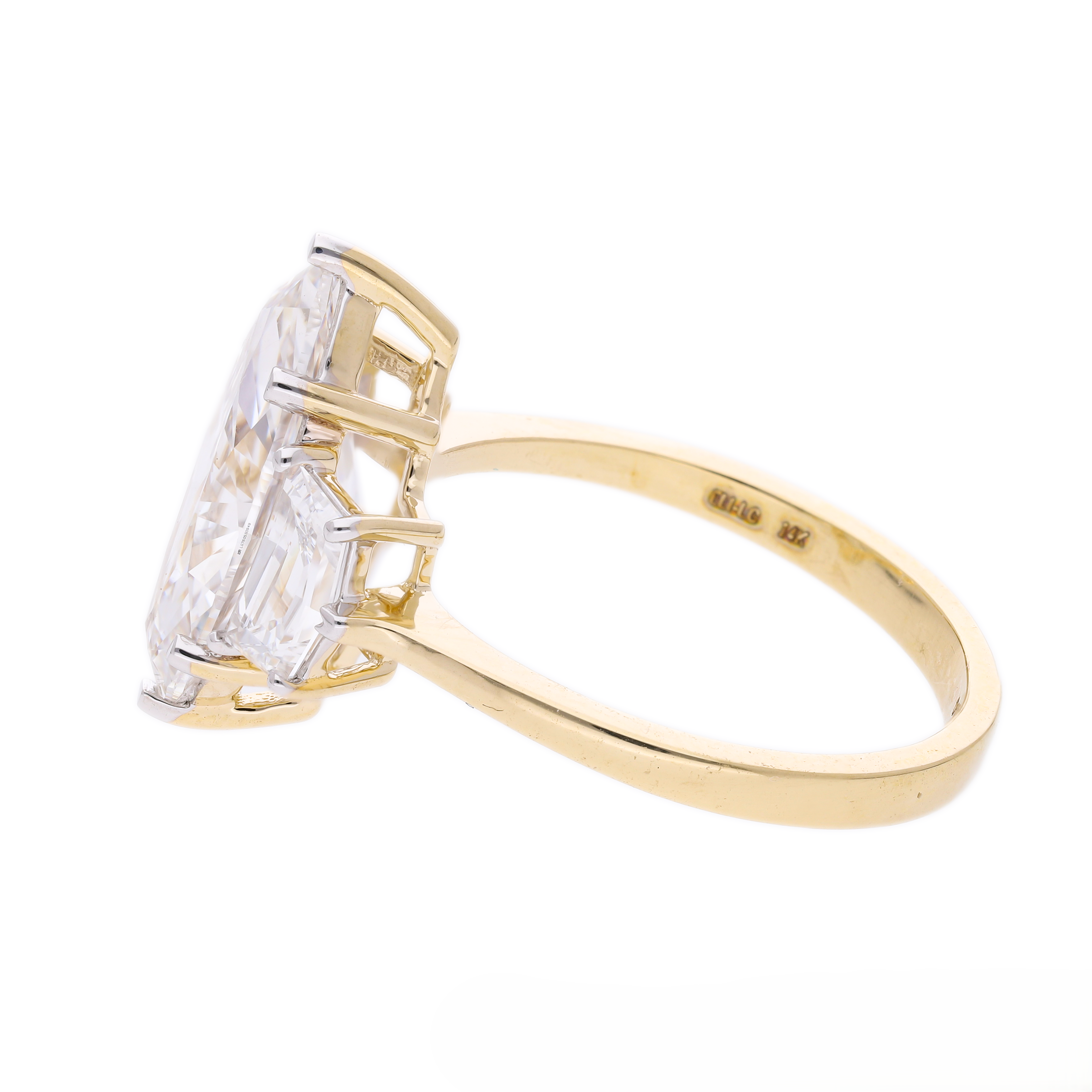 Marquise Cut and Cadillac Cut Lab-Grown Diamond Three-Stone Engagement Ring