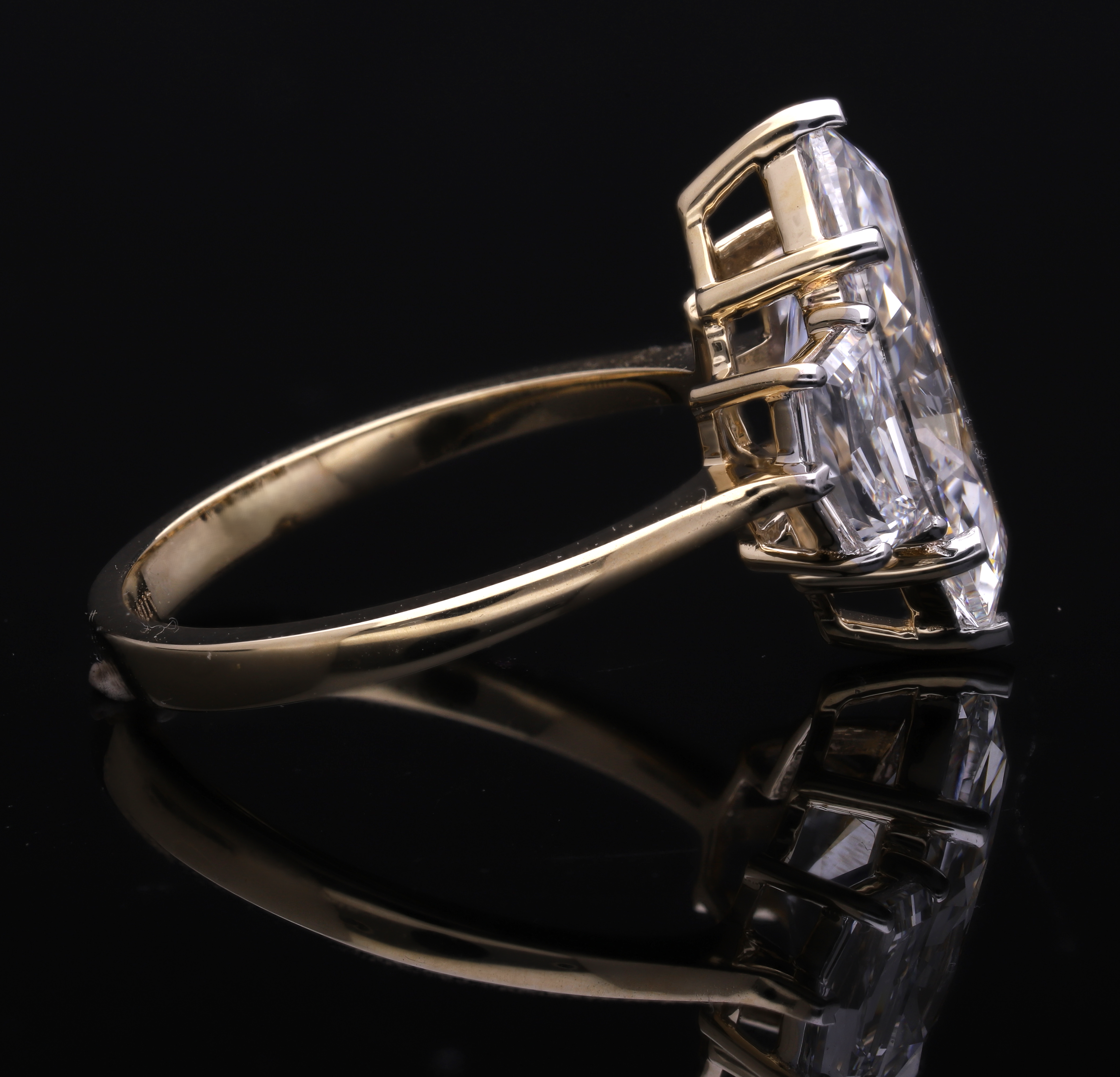Marquise Cut and Cadillac Cut Lab-Grown Diamond Three-Stone Engagement Ring