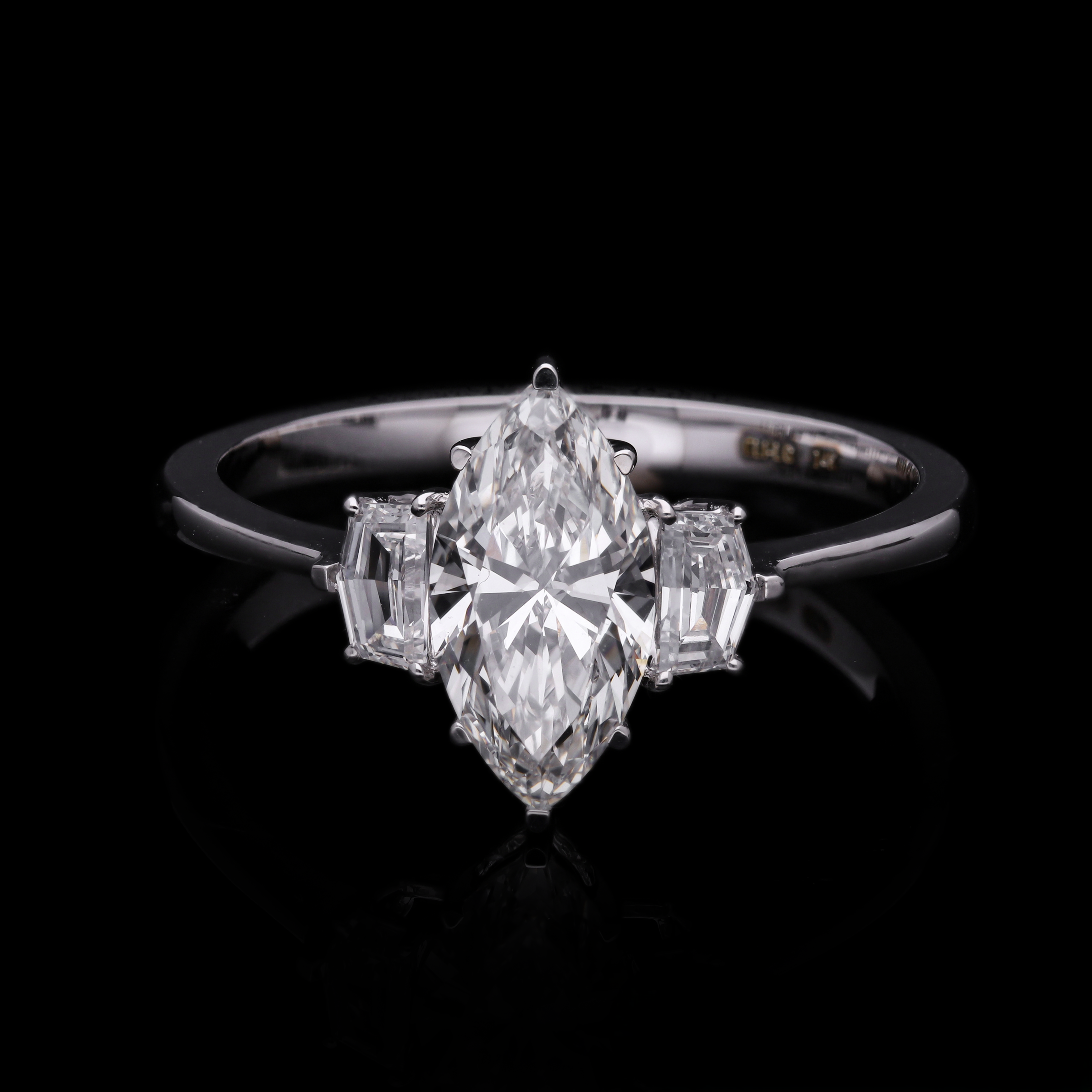 Marquise Cut and Cadillac Cut Lab-Grown Diamond Three-Stone Engagement Ring