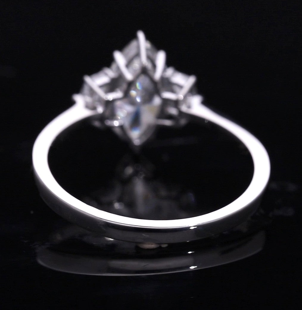 Marquise Cut and Cadillac Cut Lab-Grown Diamond Three-Stone Engagement Ring