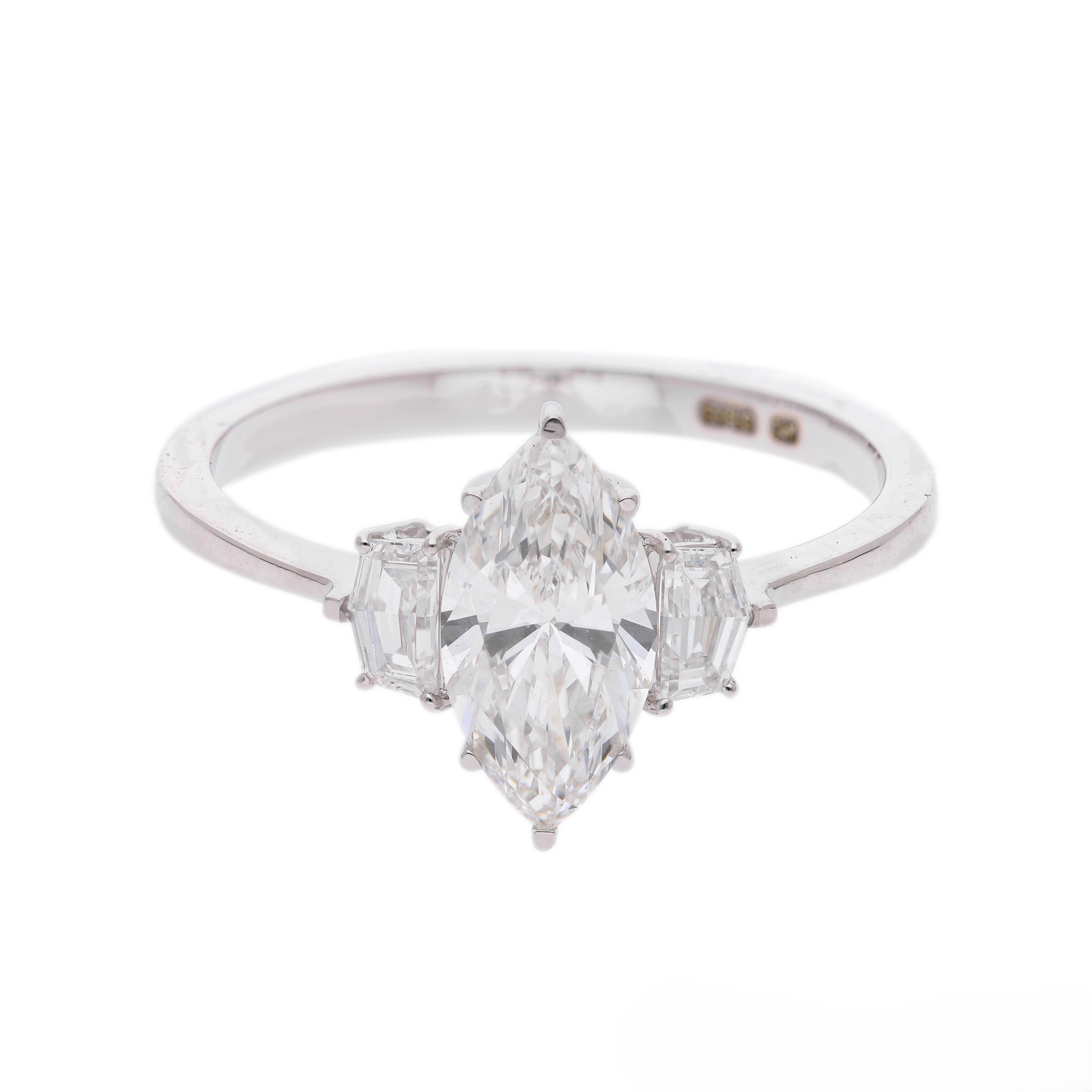 Marquise Cut and Cadillac Cut Lab-Grown Diamond Three-Stone Engagement Ring