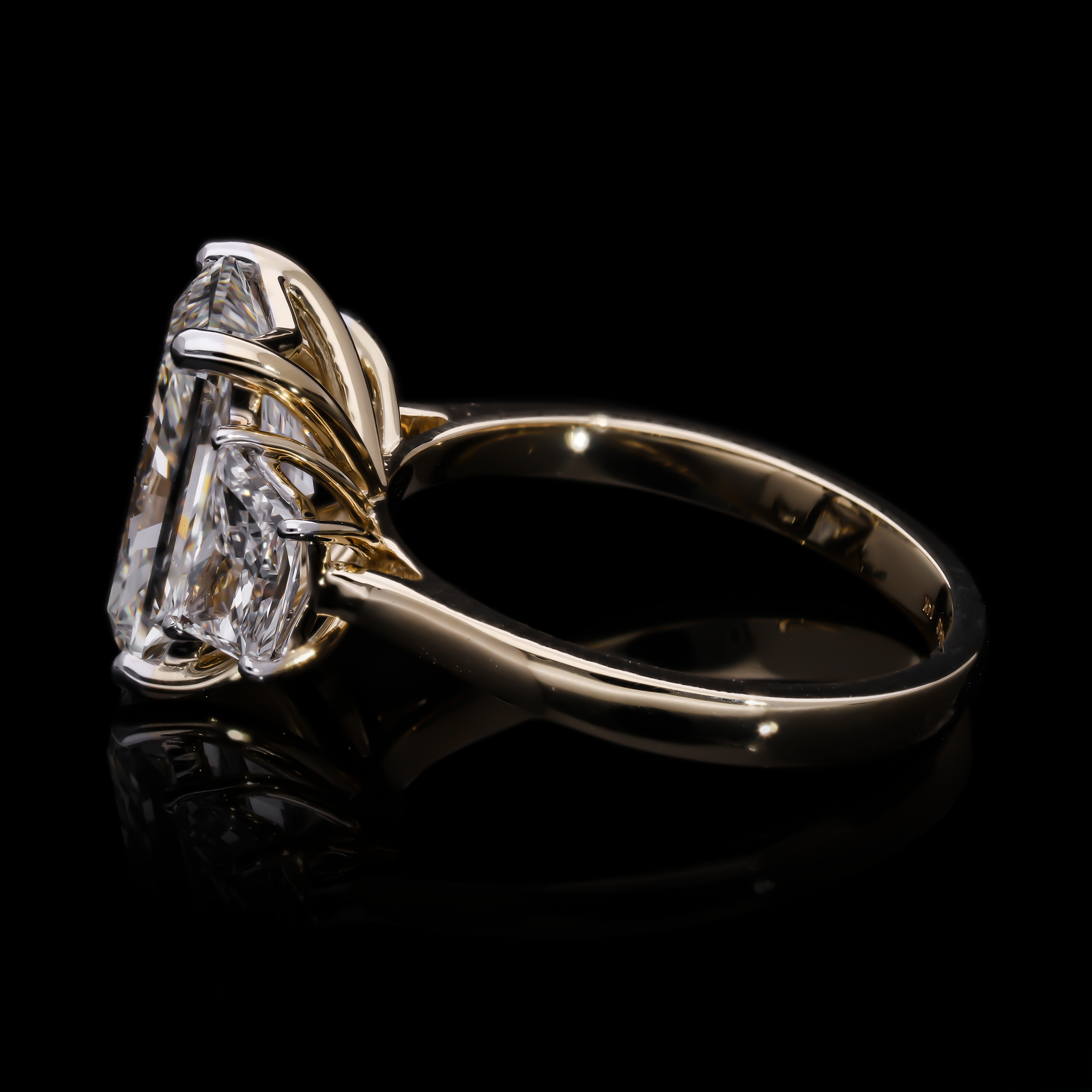 Radiant Cut and Trapezoid Lab-Grown Diamond Three-Stone Engagement Ring